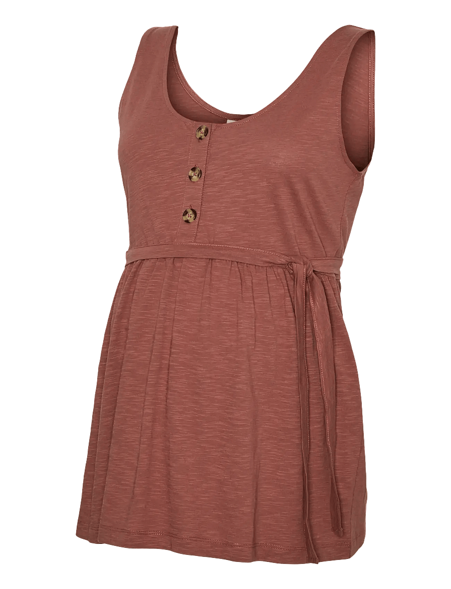 Mamalicious - MLEVI LIA S/L JRS TOP 2F A. NOOS - Ärmellose blusen - mahogany - 1
