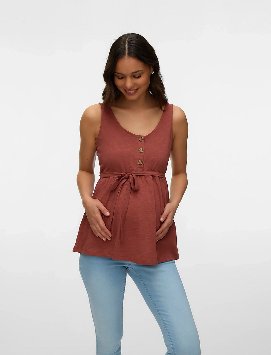 Mamalicious - MLEVI LIA S/L JRS TOP 2F A. NOOS - Ärmellose blusen - mahogany - 0
