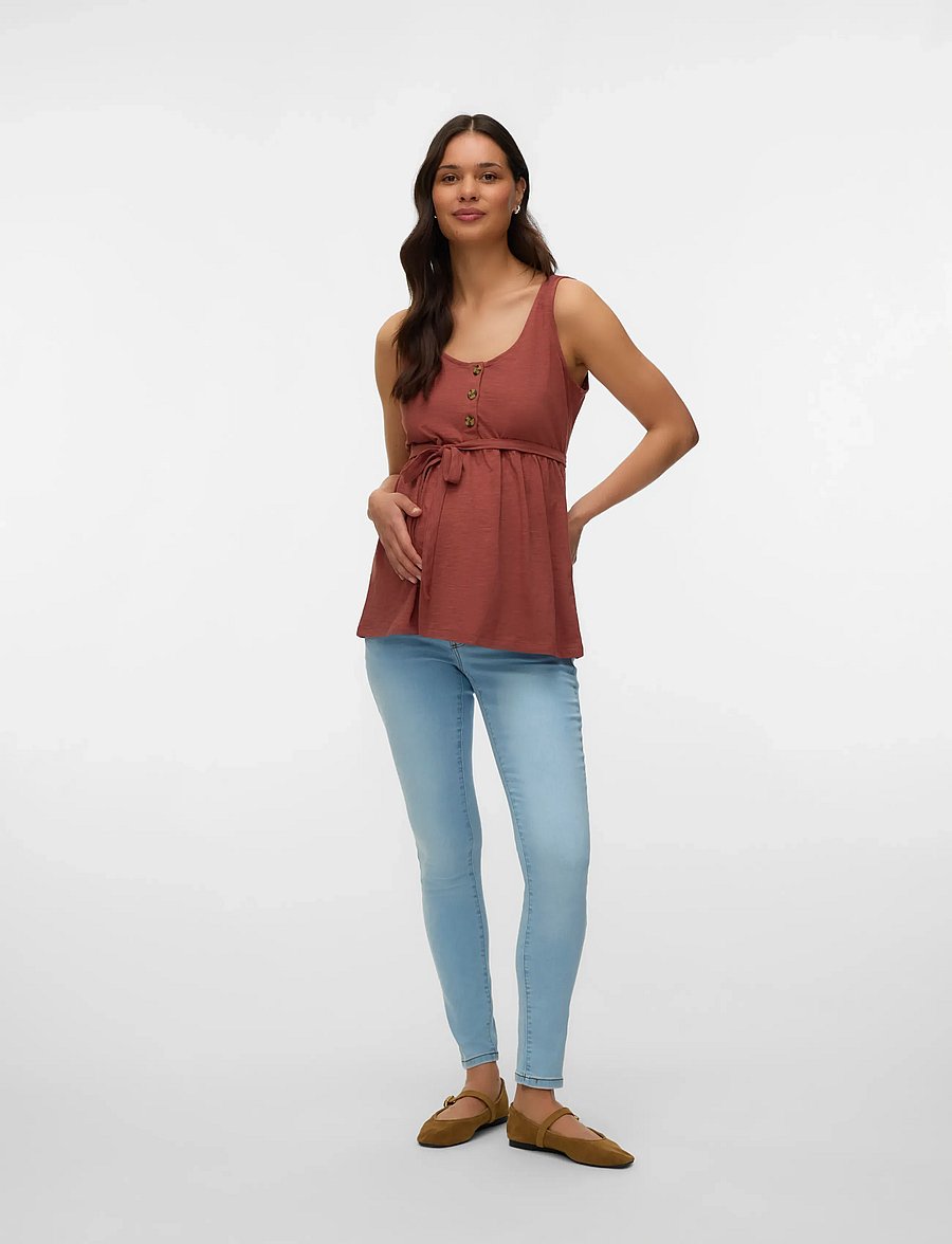 Mamalicious - MLEVI LIA S/L JRS TOP 2F A. NOOS - Ärmellose blusen - mahogany - 3