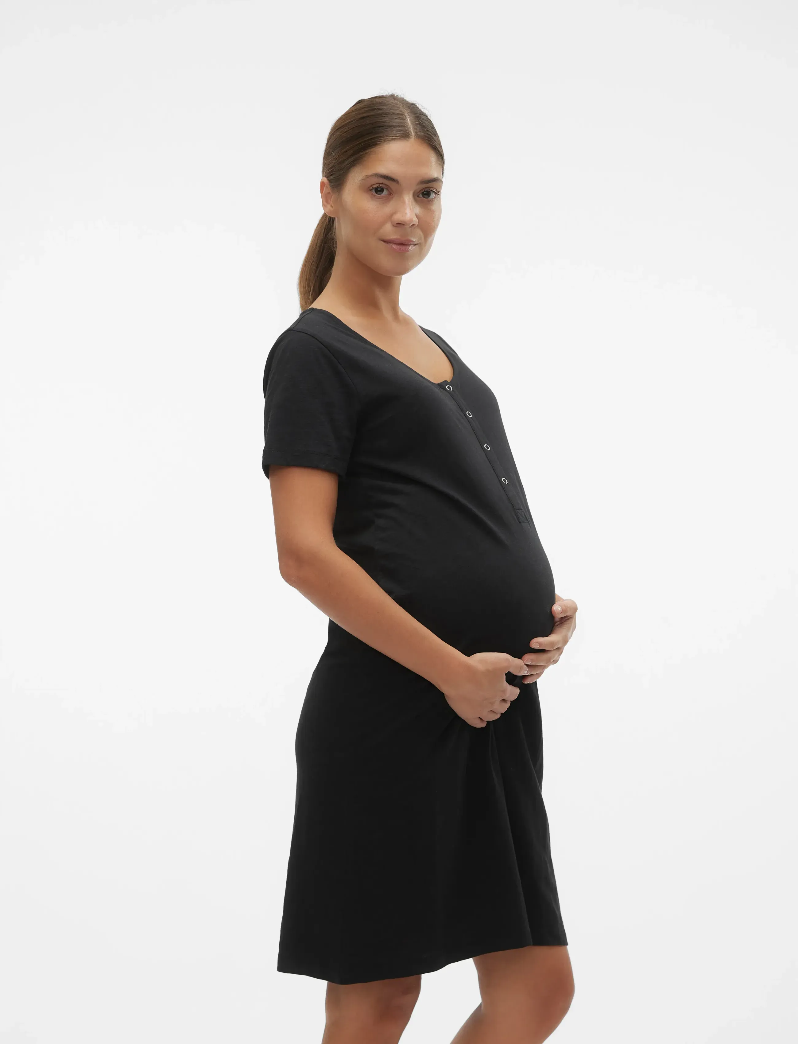 Mamalicious mlmira Solid Jrs Nightgown 2F A. E., XL, Black, Nat- Og Loungewear > Natkjoler, Dame