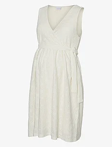 MLLOVA TESS SL JRS SHORT DRESS 2F - midimekot - snow white, Mamalicious
