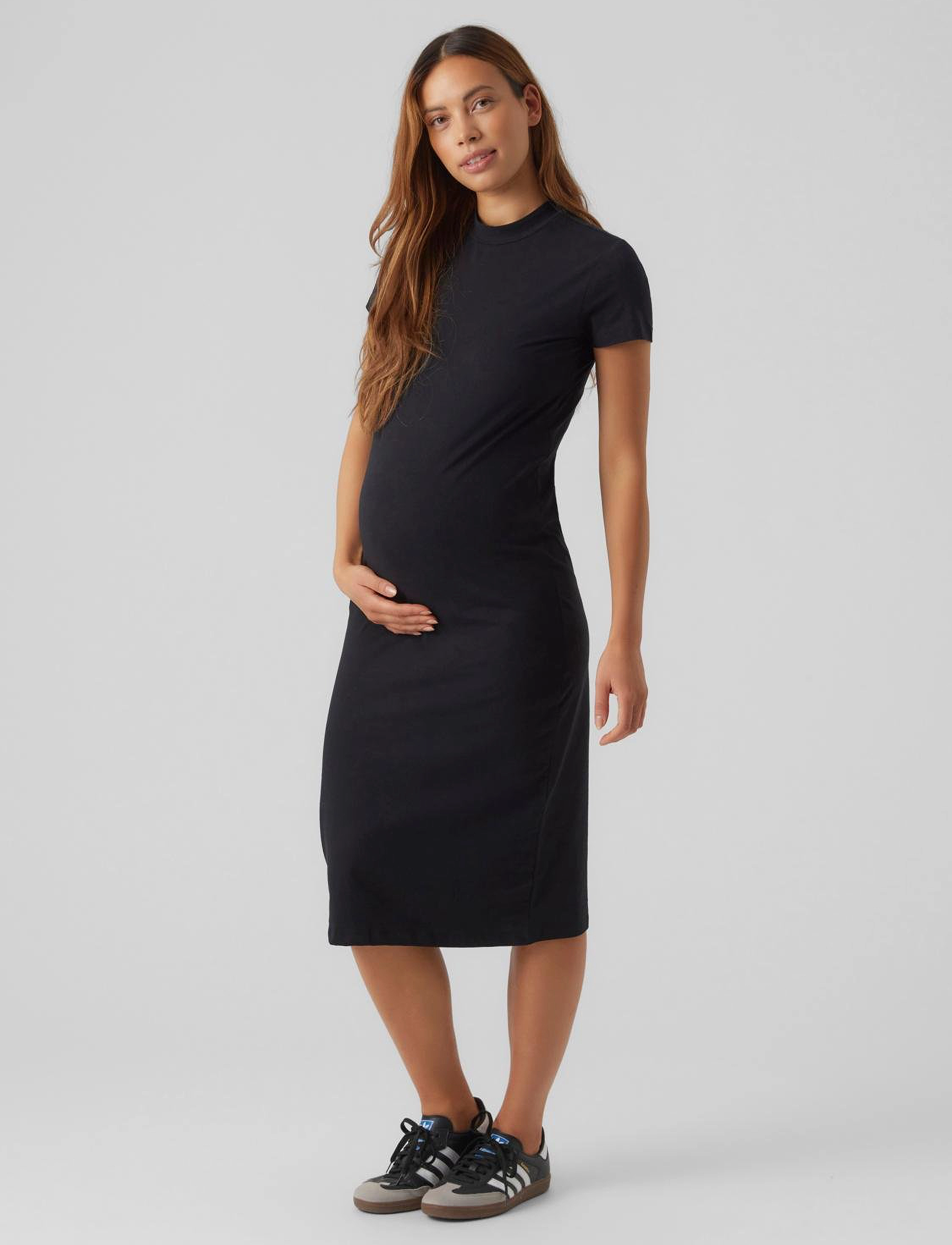 Mamalicious - MLEVA S/S JRS MIDI HIGH NECK DRESS NOOS - black - 0