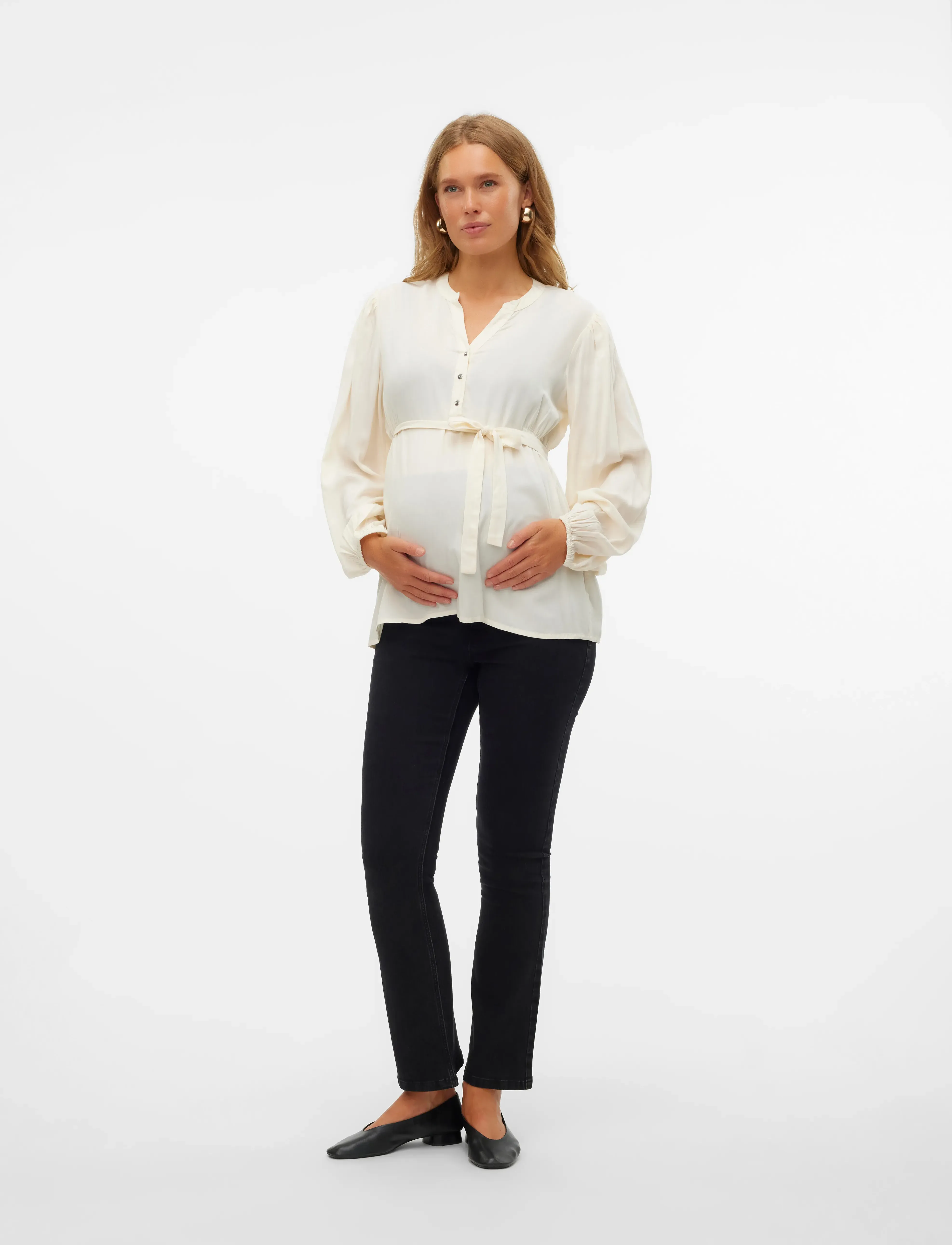 Mamalicious - MLMERCY LIA L/S WO TOP 2F NOOS - langærmede bluser - birch - 4