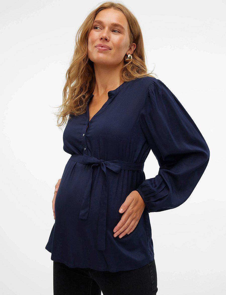 Mamalicious - MLMERCY LIA L/S WO TOP 2F NOOS - pikkade varrukatega pluusid - navy blazer - 0
