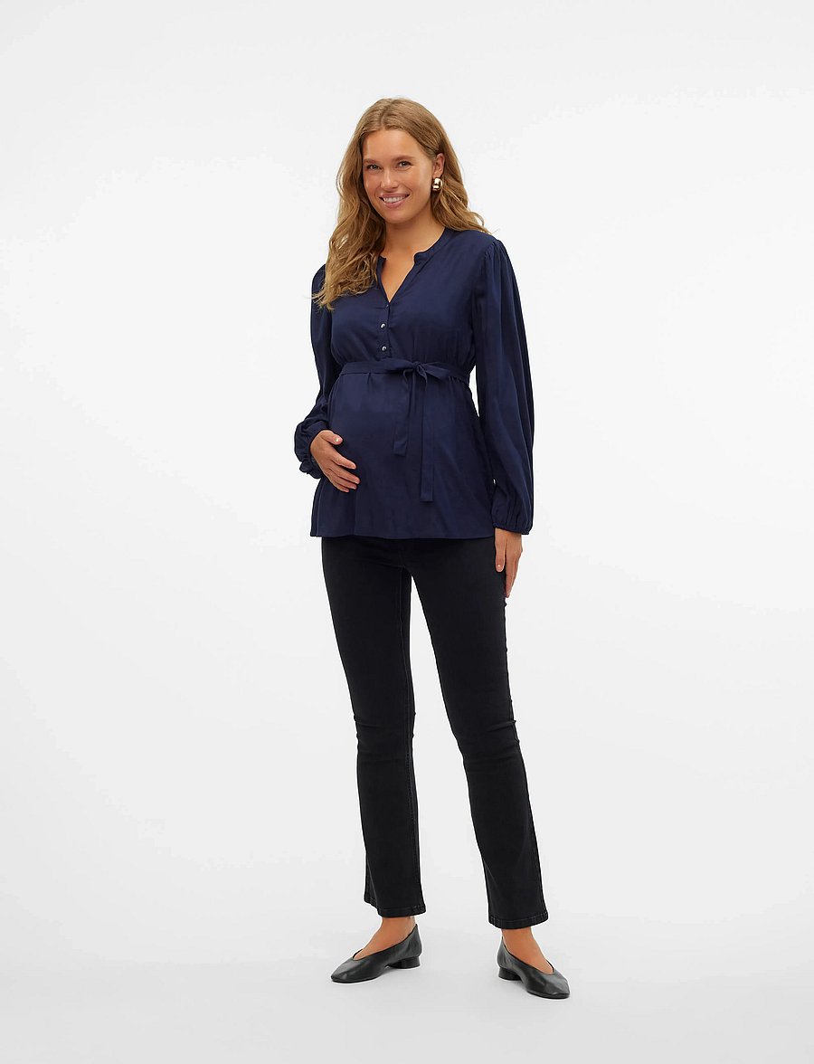 Mamalicious - MLMERCY LIA L/S WO TOP 2F NOOS - pikkade varrukatega pluusid - navy blazer - 3