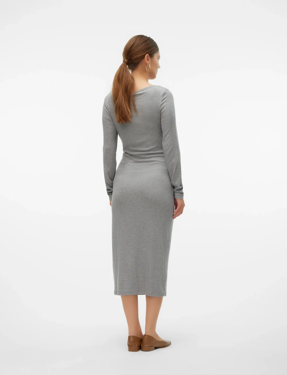 Mamalicious - MLBRYNNA JUNE LS JRS MIDI DRESS 2F NOOS - etuikleider - light grey melange - 2
