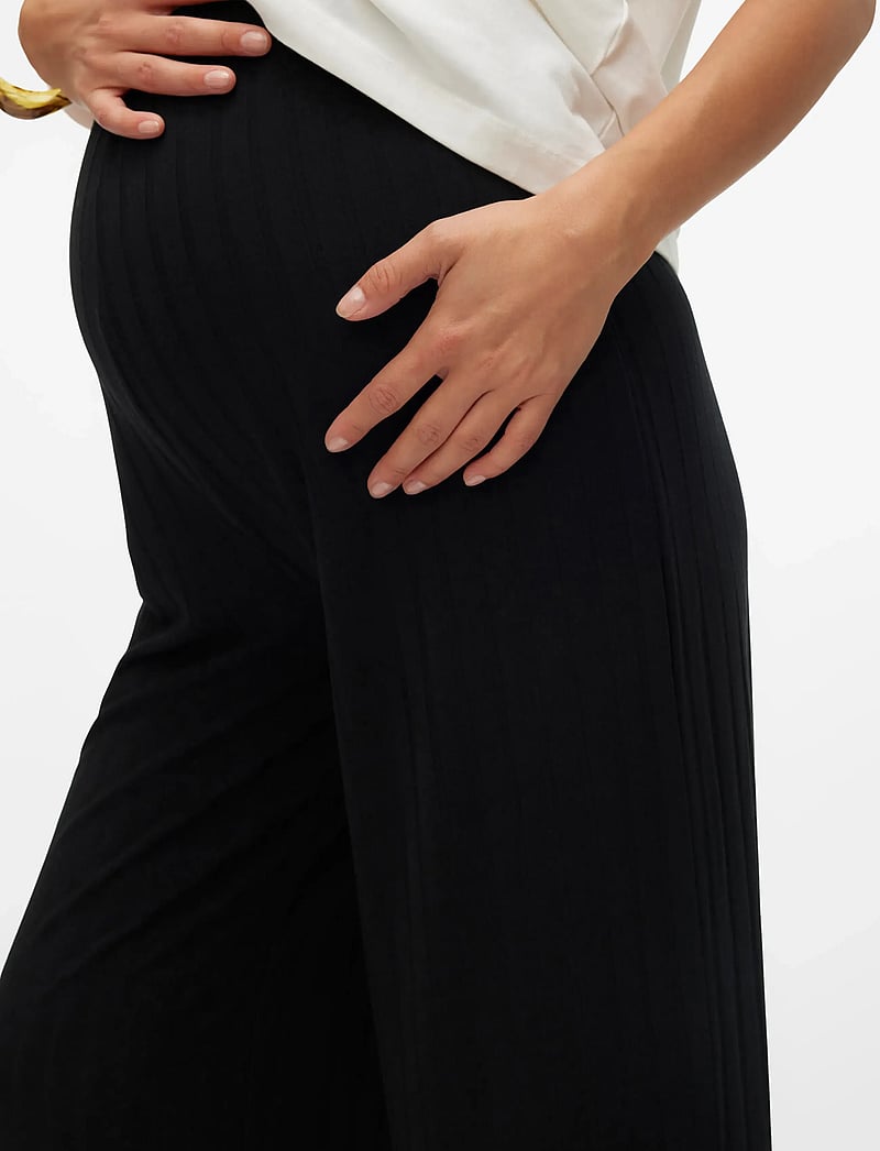 Mamalicious - MLLUCY WIDE RIB JRS PANTS HW NOOS - underdele - black - 3