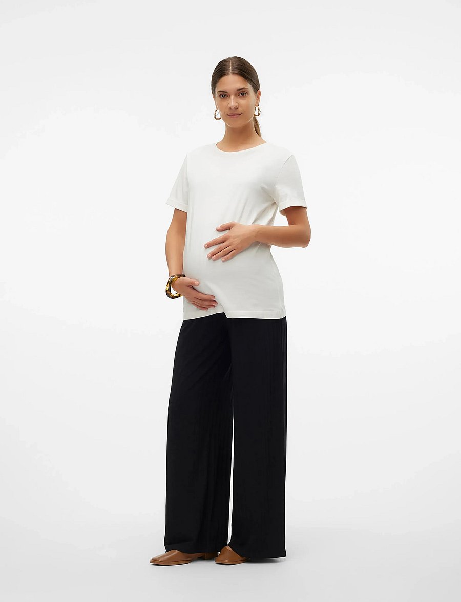 Mamalicious - MLLUCY WIDE RIB JRS PANTS HW NOOS - hosen mit weitem bein - black - 4