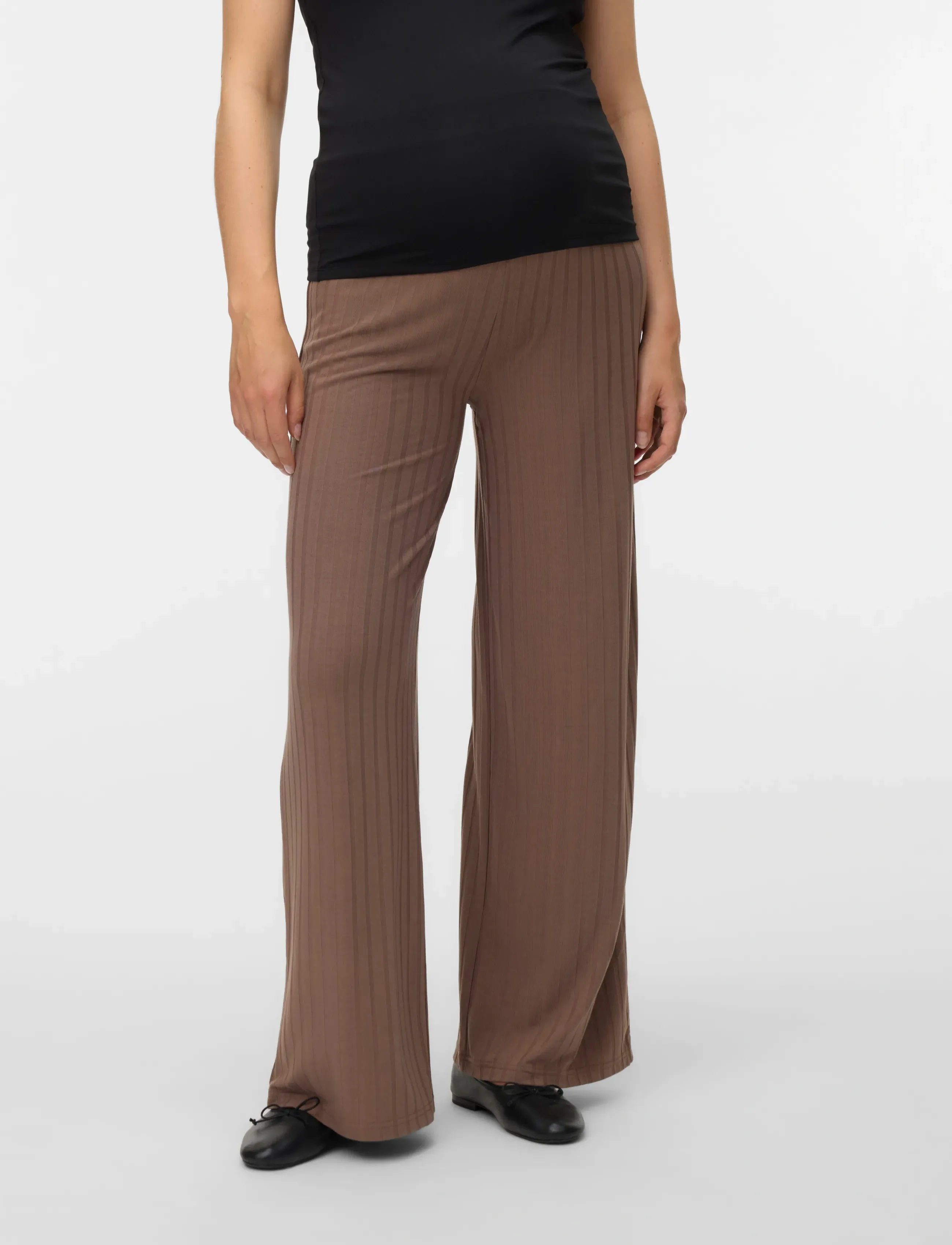 Mamalicious MLLUCY WIDE RIB JRS PANTS HW NOOS - Hosen - WALNUT / brown