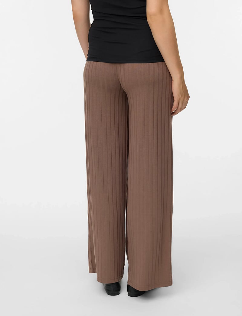 Mamalicious - MLLUCY WIDE RIB JRS PANTS HW NOOS - nederdelar - walnut - 2