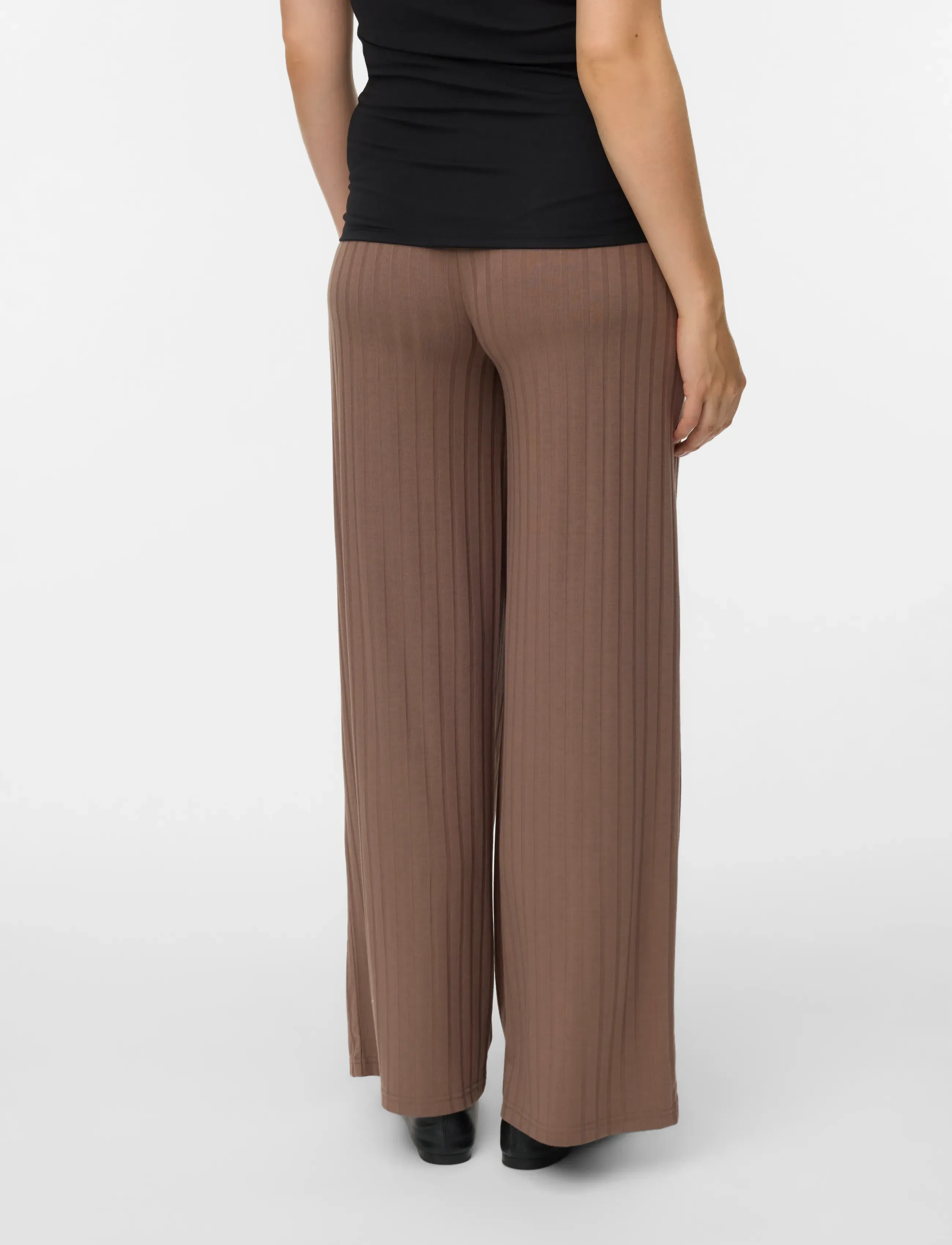 Mamalicious - MLLUCY WIDE RIB JRS PANTS HW NOOS - underdele - walnut - 2