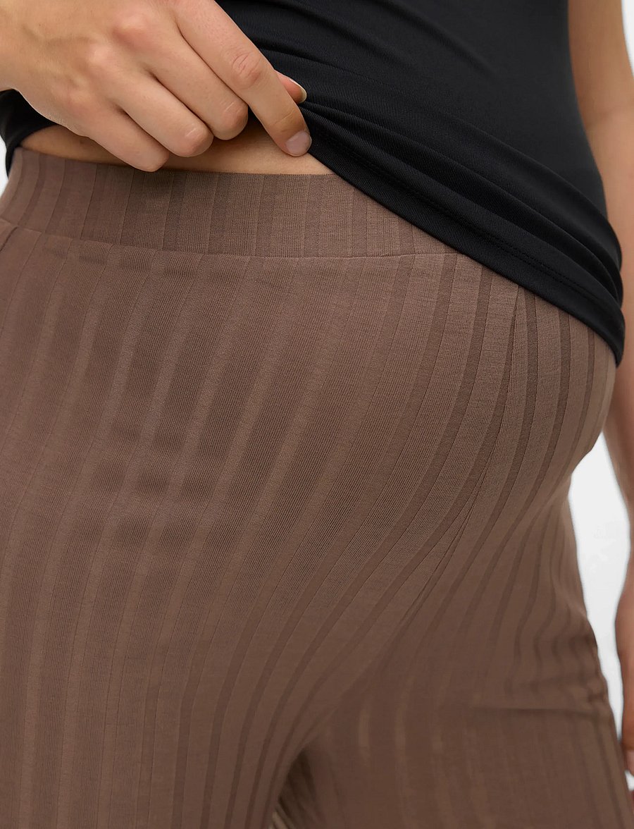 Mamalicious - MLLUCY WIDE RIB JRS PANTS HW NOOS - underdele - walnut - 4