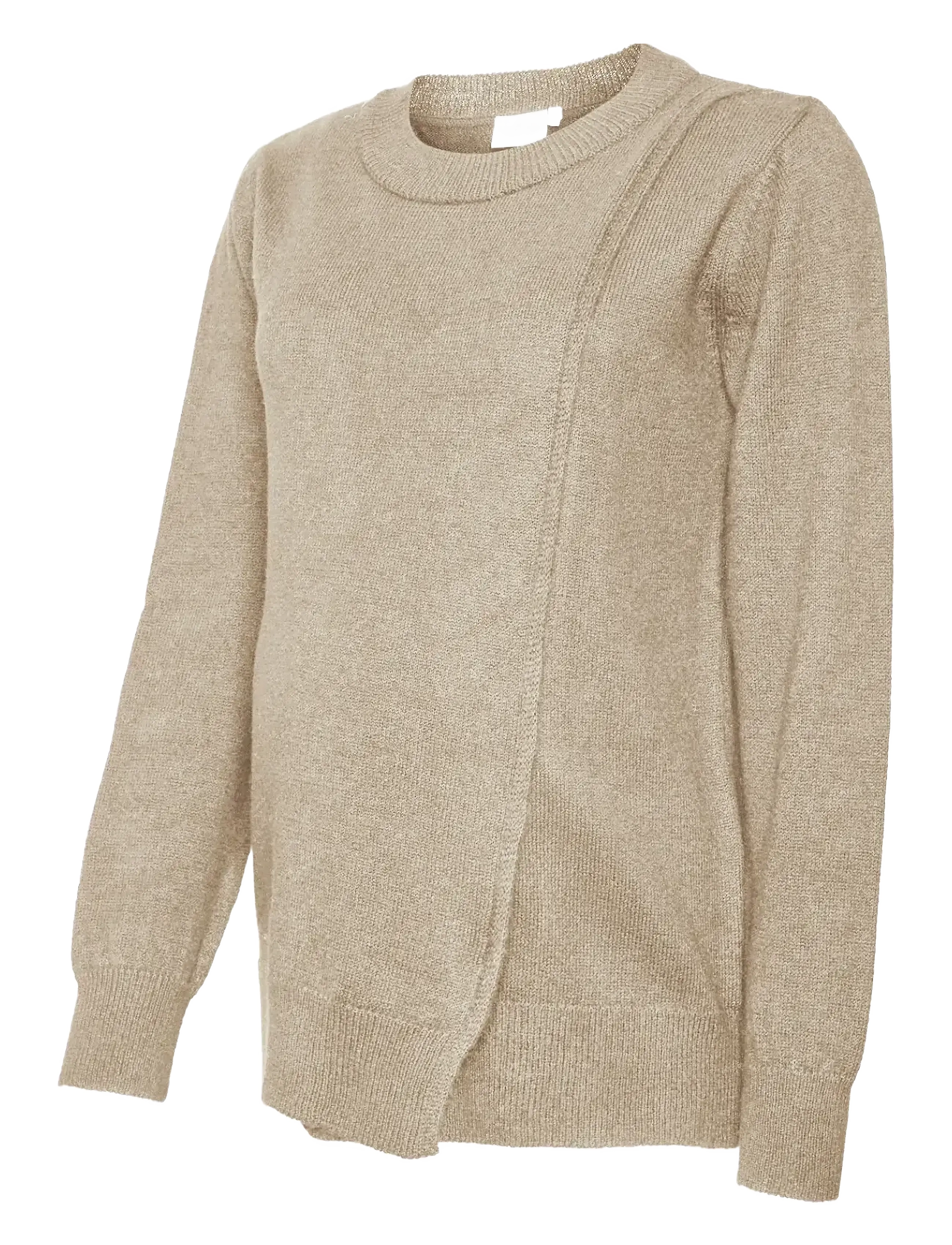 Mamalicious MLNEWANNE IRIS L/S KNIT TOP 2F NOOS - Pullover - NATURAL MELANGE / beige