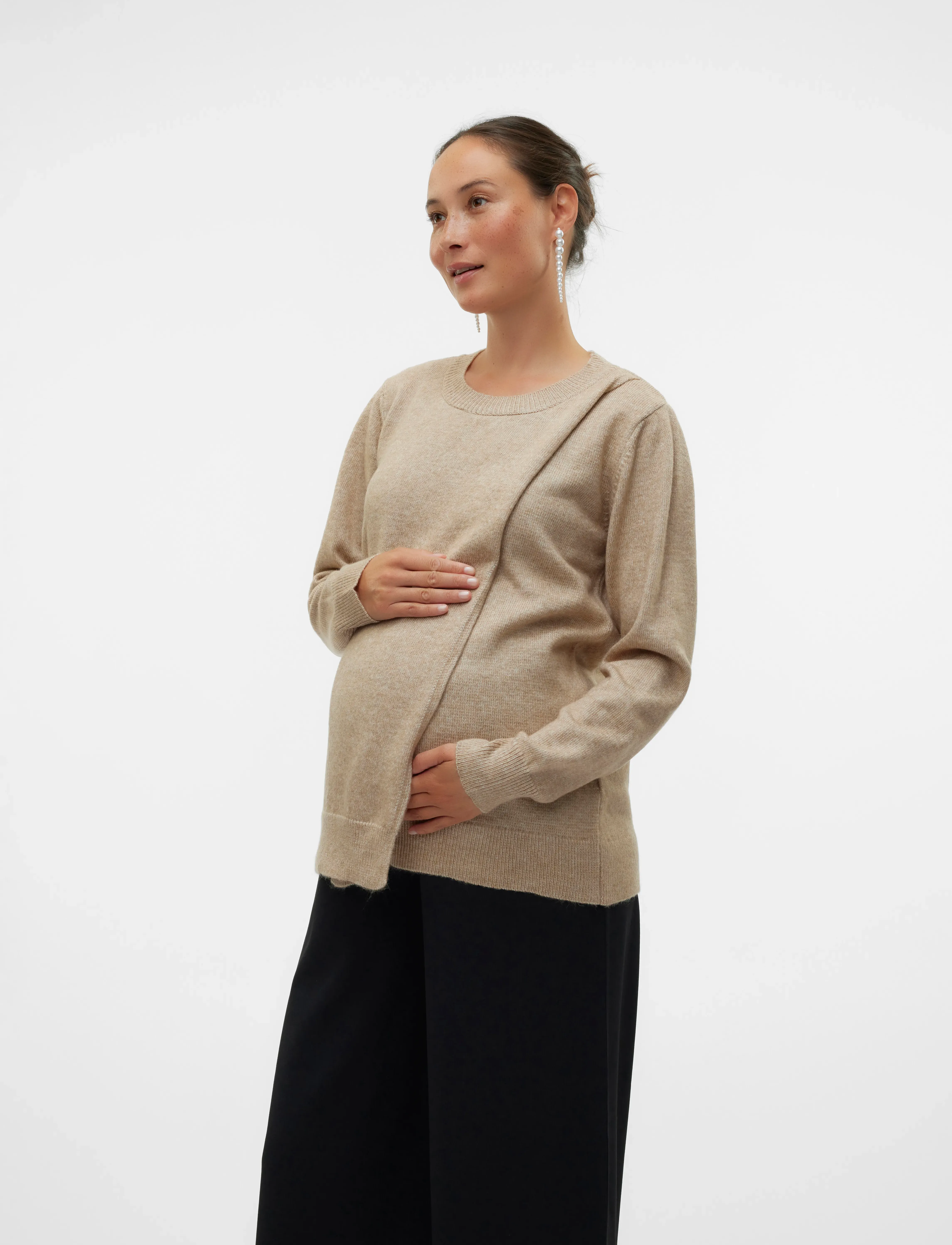 Mamalicious - MLNEWANNE IRIS L/S KNIT TOP 2F NOOS - die niedrigsten preise - natural melange - 5