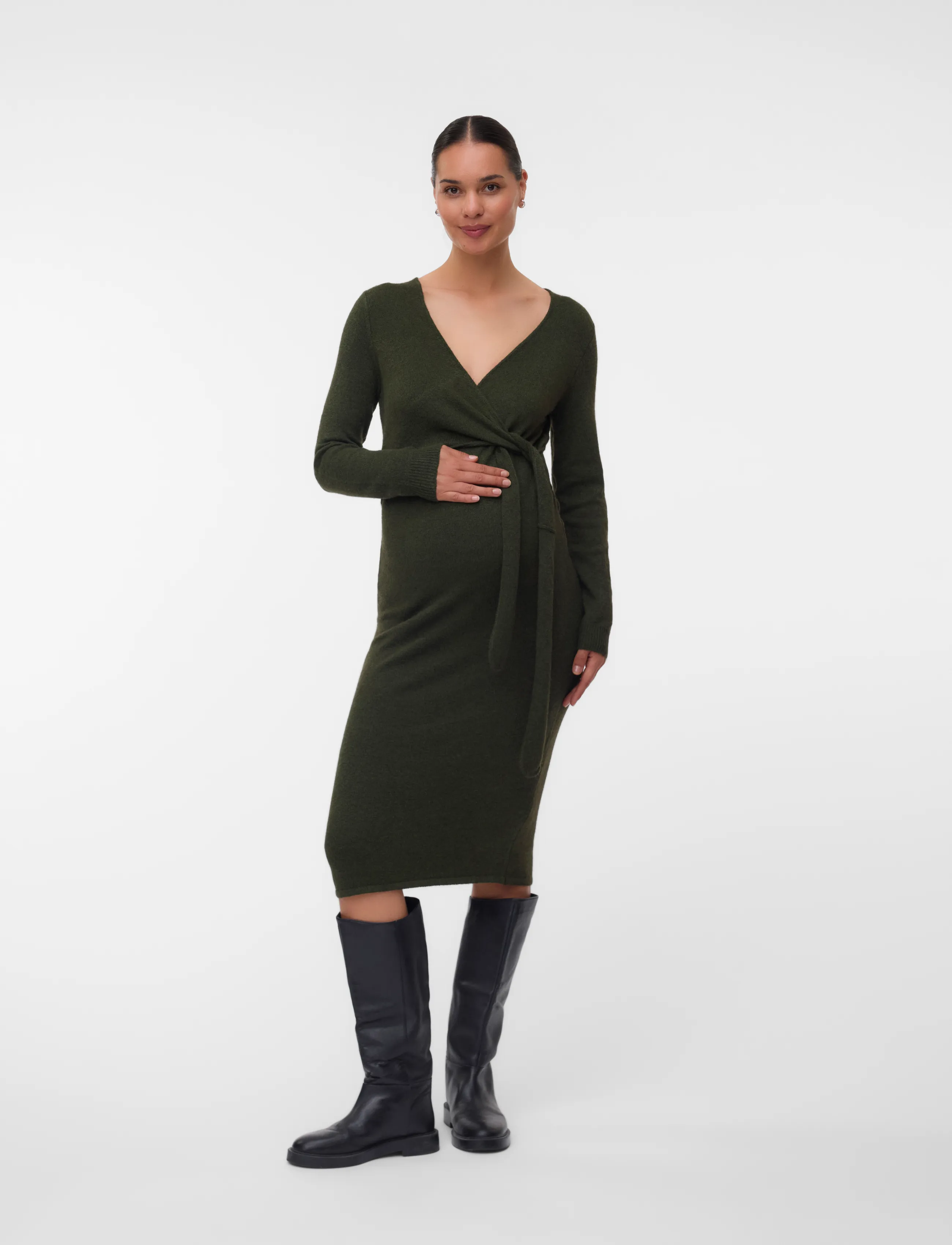 Mamalicious - MLFIE TESS L/S KNIT MIDI DRESS 2F - forest night - 3
