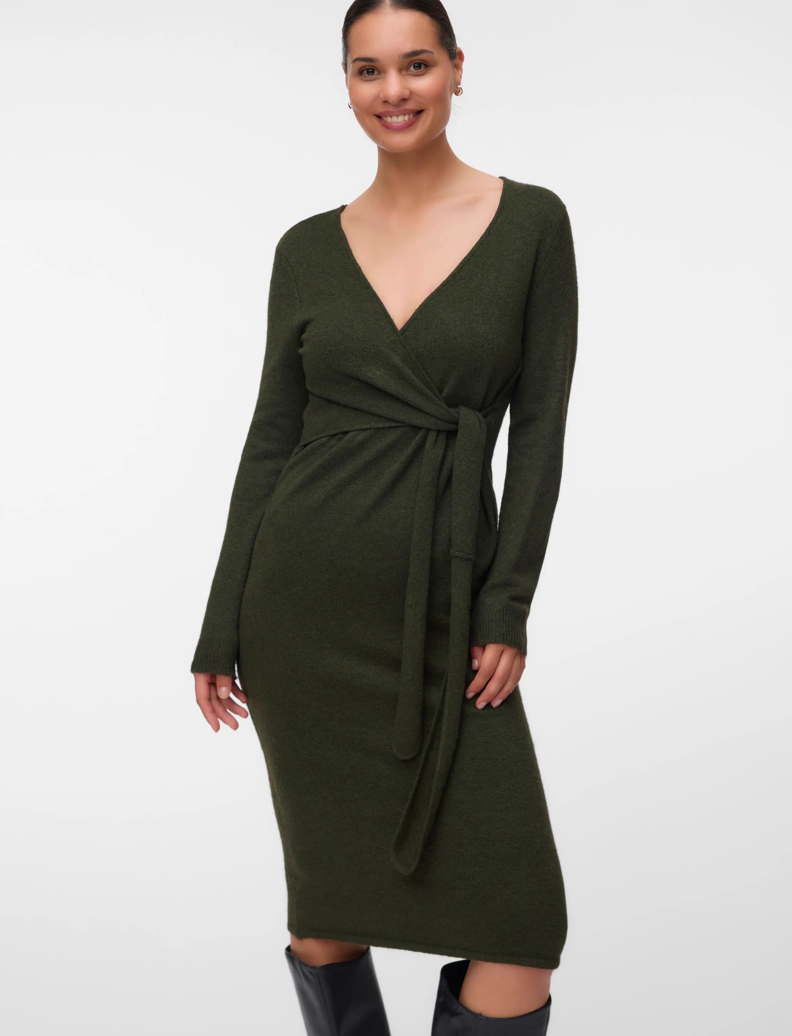 Mamalicious - MLFIE TESS L/S KNIT MIDI DRESS 2F - forest night - 4