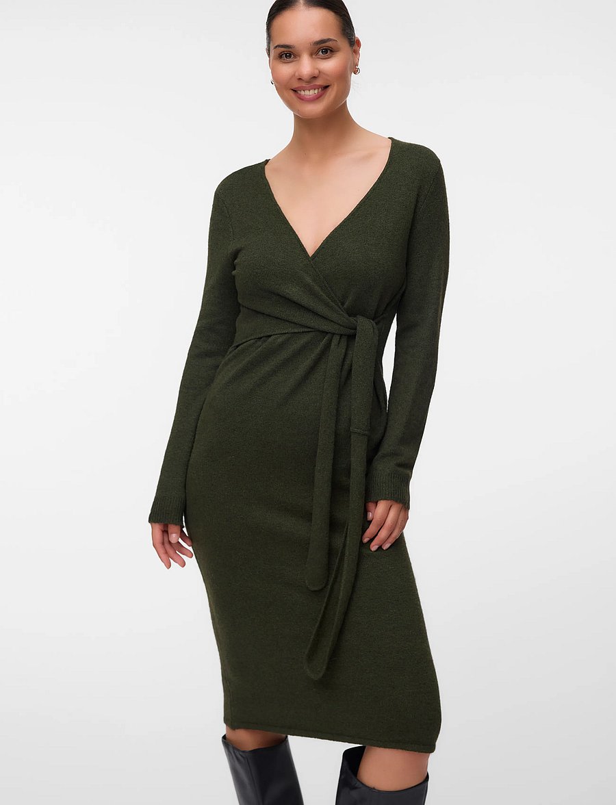 Mamalicious - MLFIE TESS L/S KNIT MIDI DRESS 2F - forest night - 4