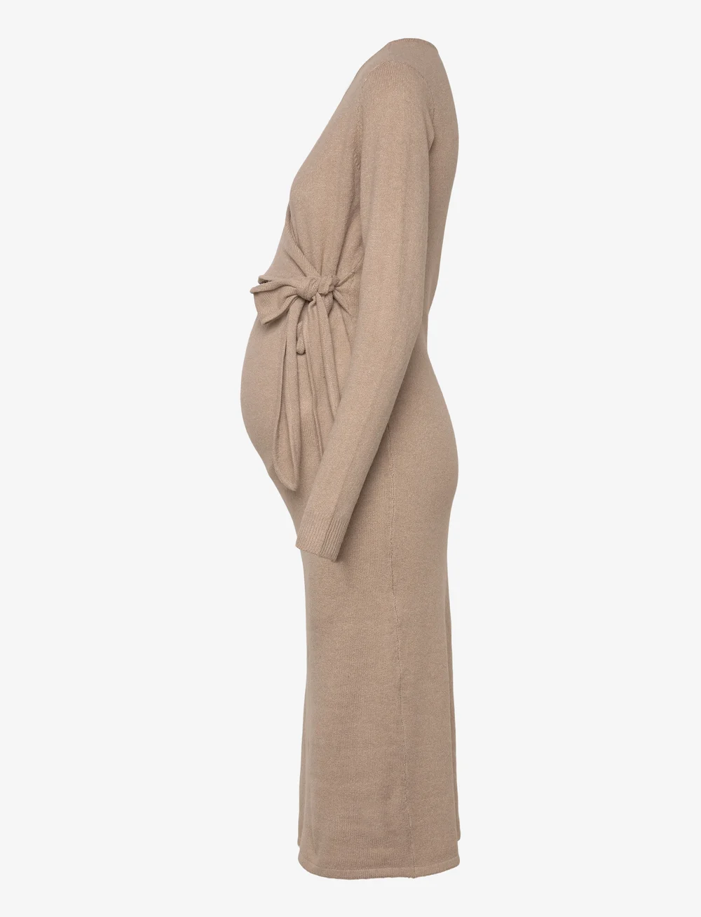 Mamalicious - MLFIE TESS L/S KNIT MIDI DRESS 2F - slå-om-kjoler - natural melange - 2
