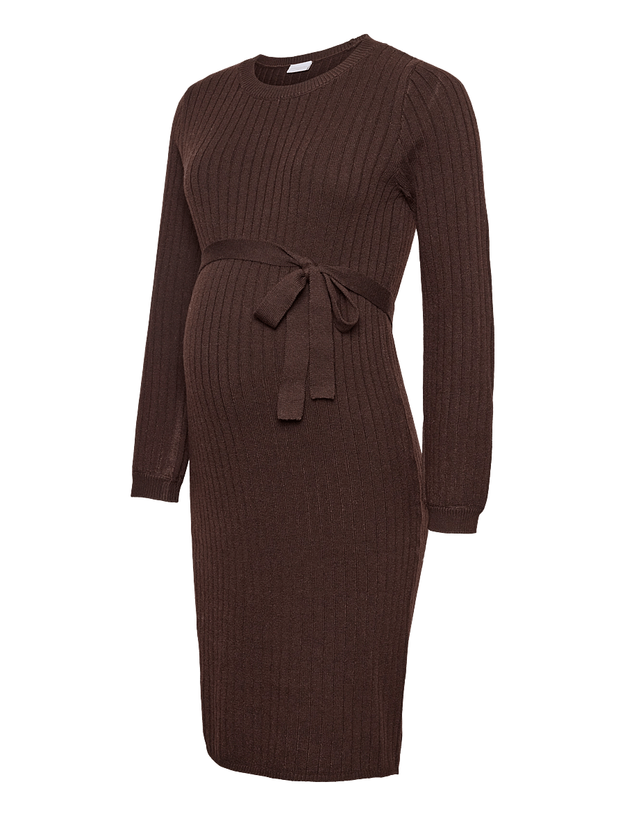 Mamalicious - MLRITA L/S KNIT ABK DRESS - strickkleider - seal brown - 1