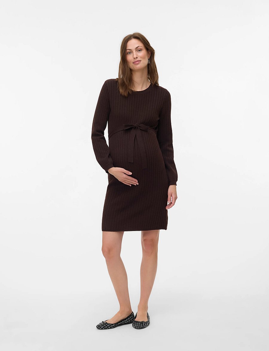 Mamalicious - MLRITA L/S KNIT ABK DRESS - strickkleider - seal brown - 3