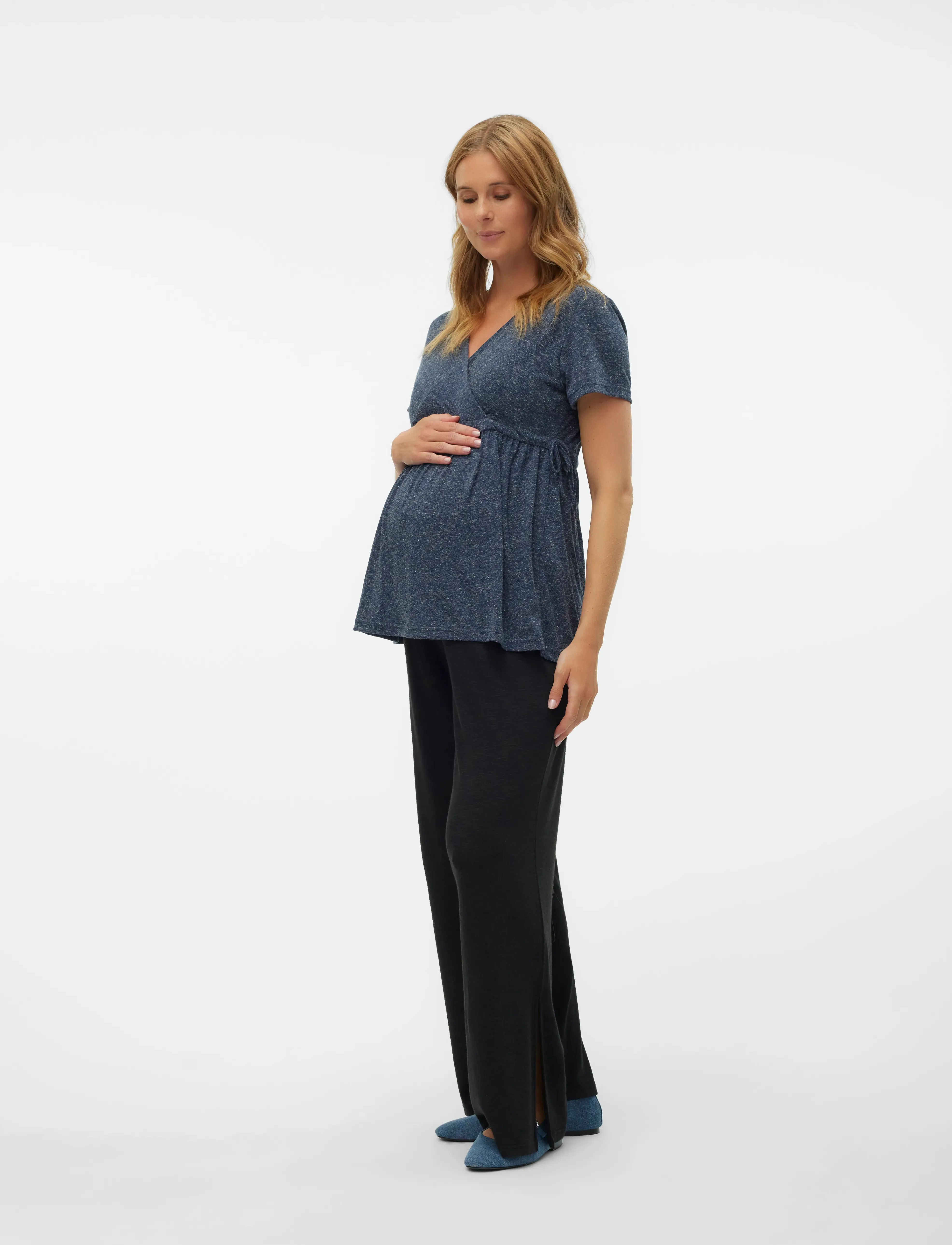 Mamalicious - MLFREDERIKKE WIDE SLIT JRS PANTS HW - black - 4