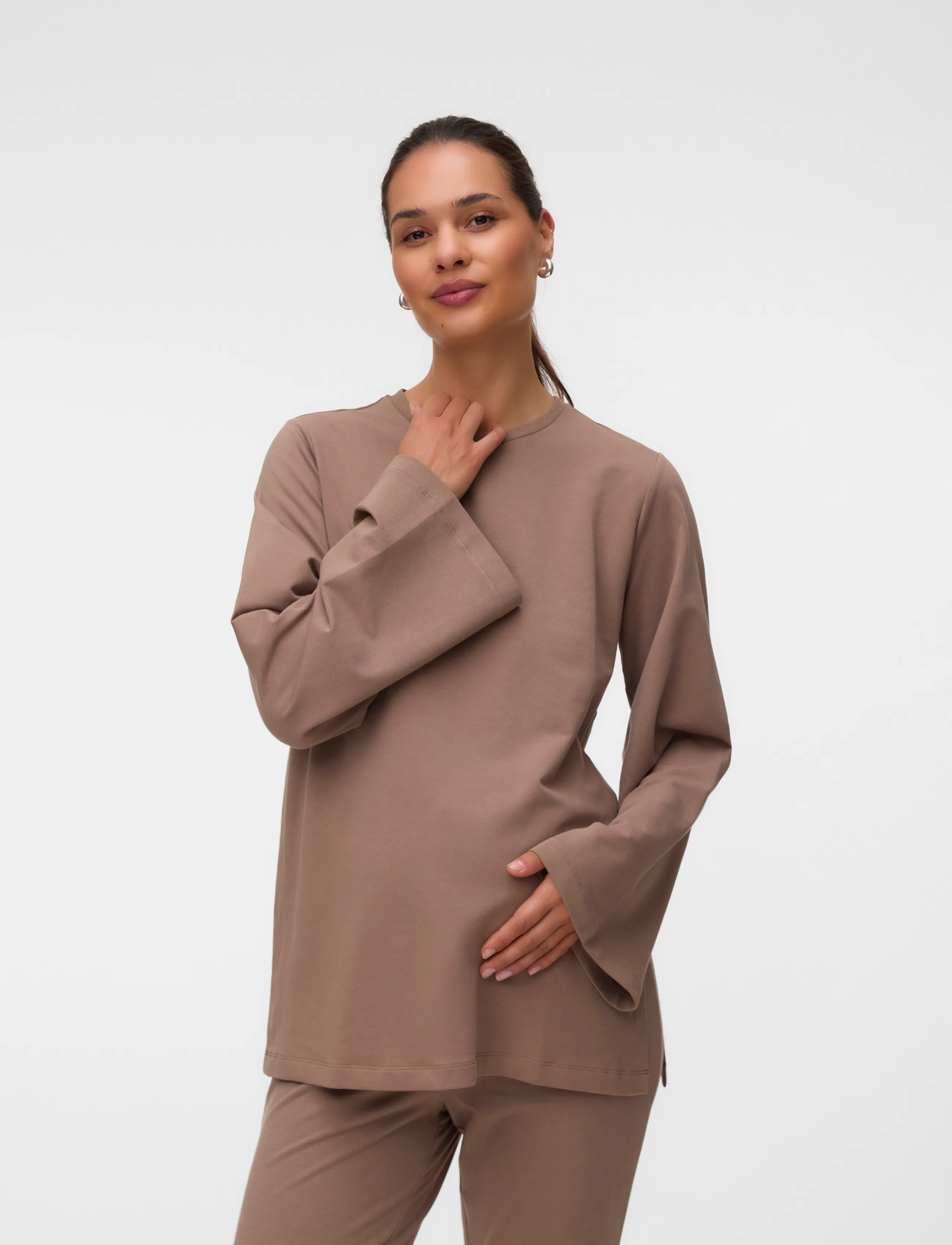 Mamalicious Mlsine Ls Sweat Top 2F, S, Sweatshirts & Hoodies, Beige - Sweatshirts, Frauen