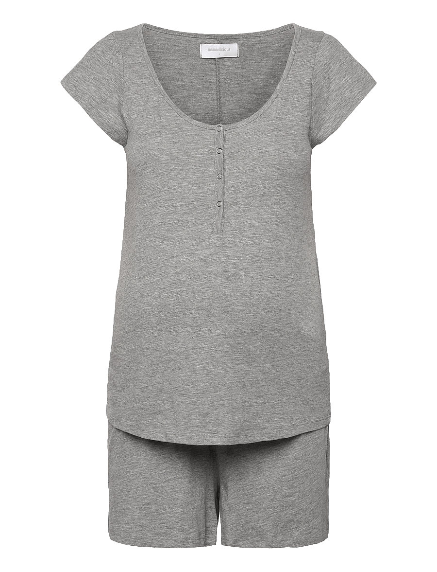 Mamalicious - MLMIRA LGM LIA CAP JRS PYJAMAS 2F NOOS - underkläder - light grey melange - 1