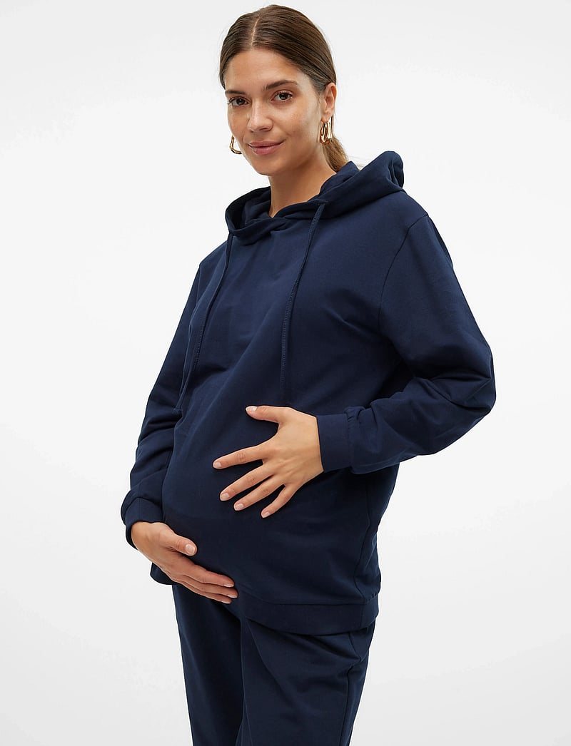 Mamalicious - MLMILLE L/S SWEAT HOOD NOOS - hoodies - navy blazer - 0