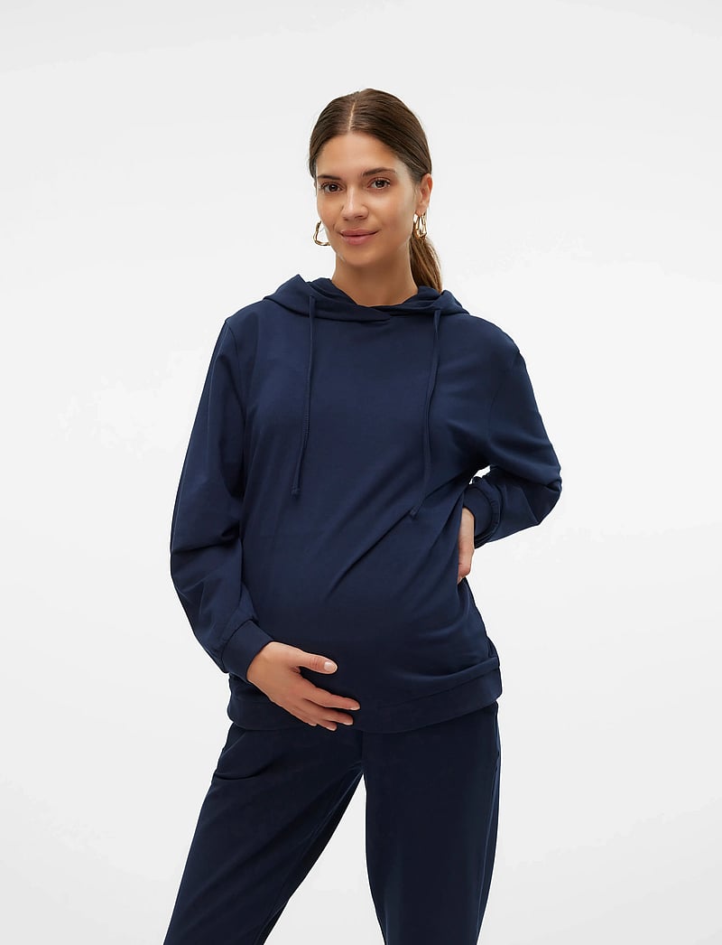 Mamalicious - MLMILLE L/S SWEAT HOOD NOOS - hoodies - navy blazer - 4