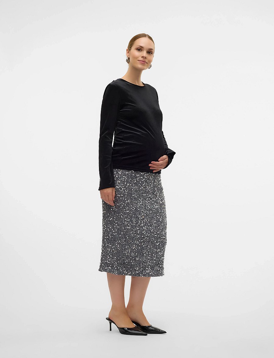 Mamalicious - MLGLITTER JRS SKIRT HW - nederdelar - silver - 0