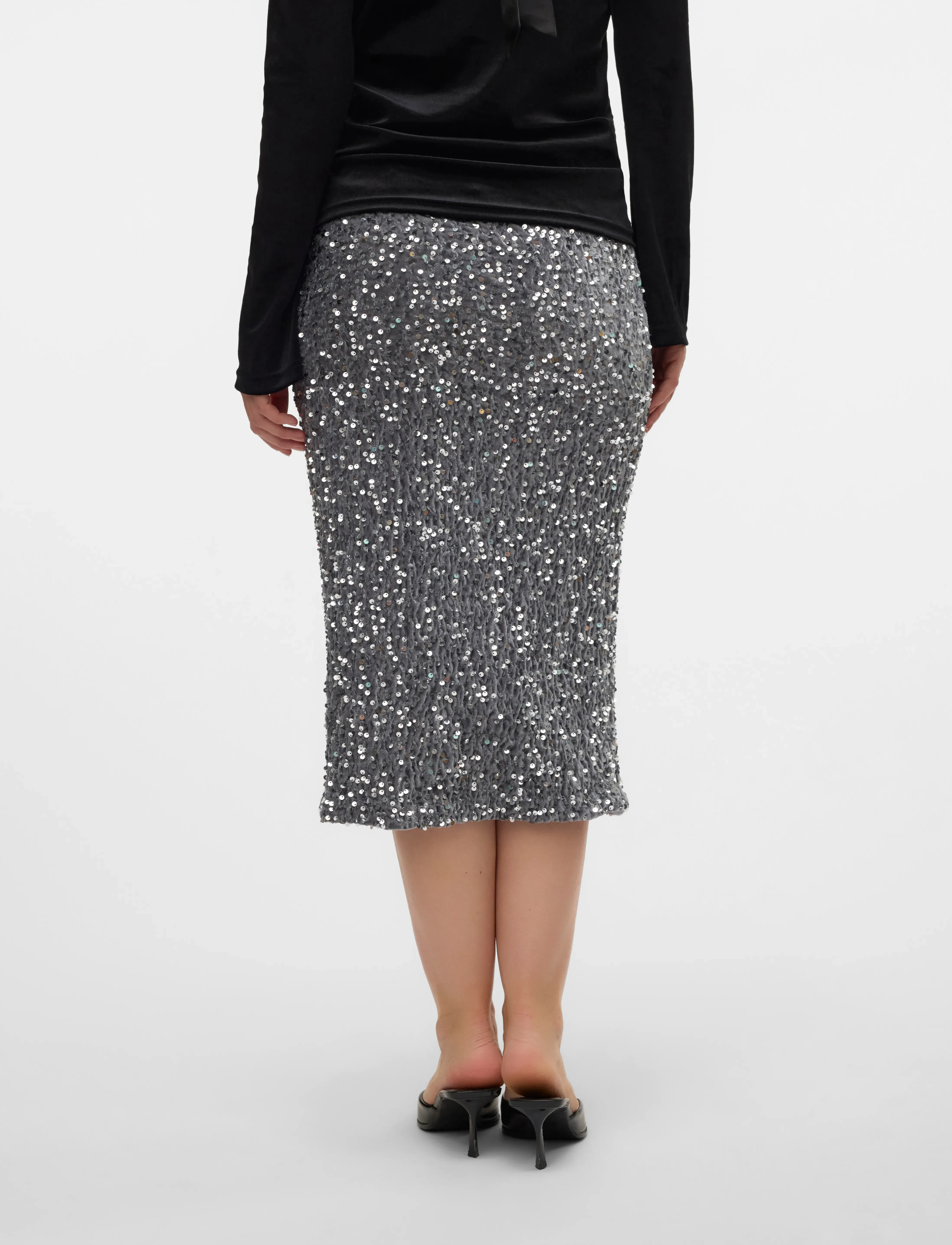 Mamalicious - MLGLITTER JRS SKIRT HW - underdele - silver - 4