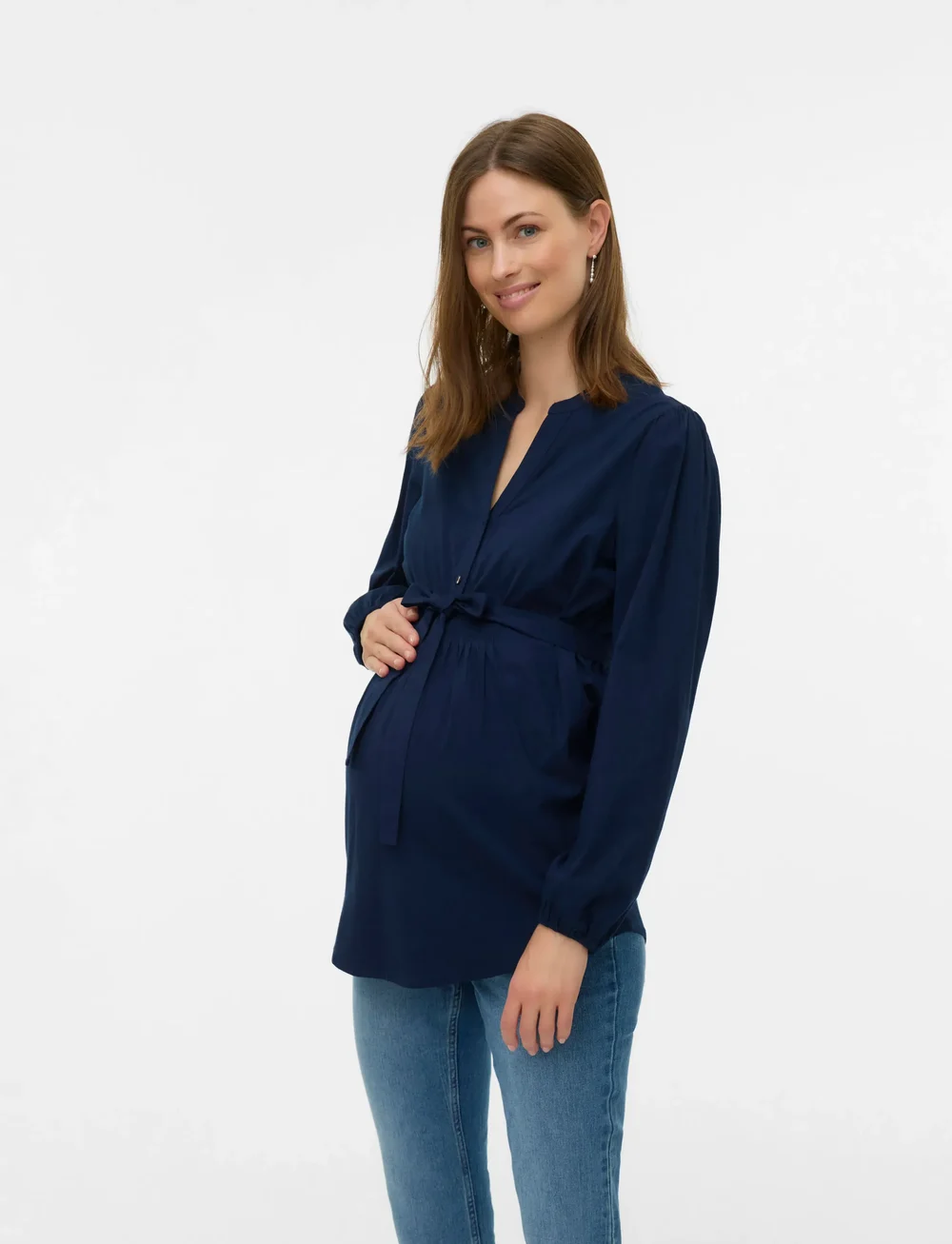Mamalicious - MLELVA LIA L/S WO TOP 2F - långärmade blusar - navy blazer - 0