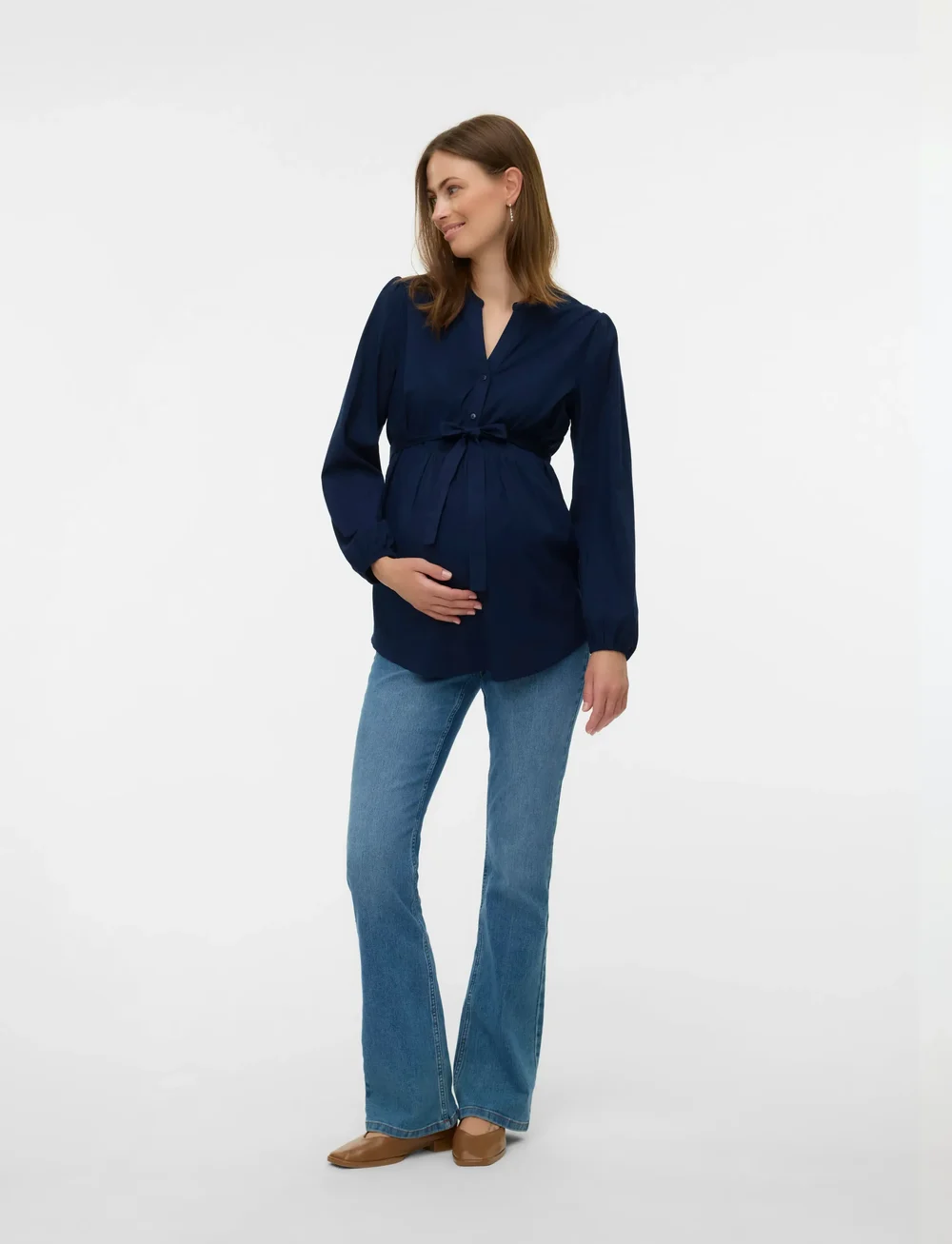 Mamalicious - MLELVA LIA L/S WO TOP 2F - långärmade blusar - navy blazer - 4