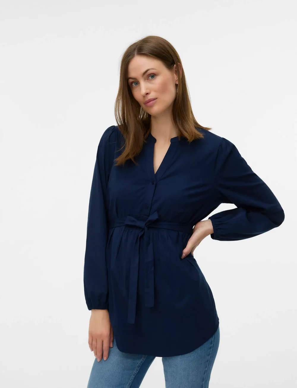 Mamalicious - MLELVA LIA L/S WO TOP 2F - långärmade blusar - navy blazer - 5