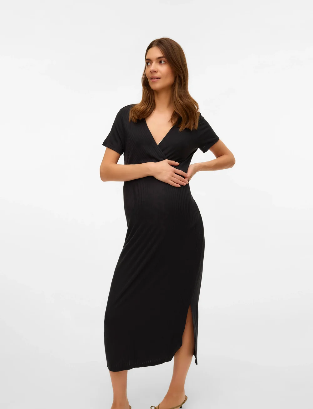 Mamalicious - MLTRINITY TESS SS JRS MIDI DRESS 2F NOOS - midi kjoler - black - 0