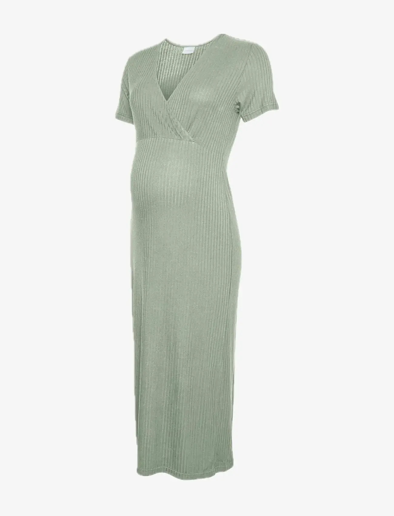 Mamalicious - MLTRINITY TESS SS JRS MIDI DRESS 2F NOOS - midi kjoler - desert sage - 1