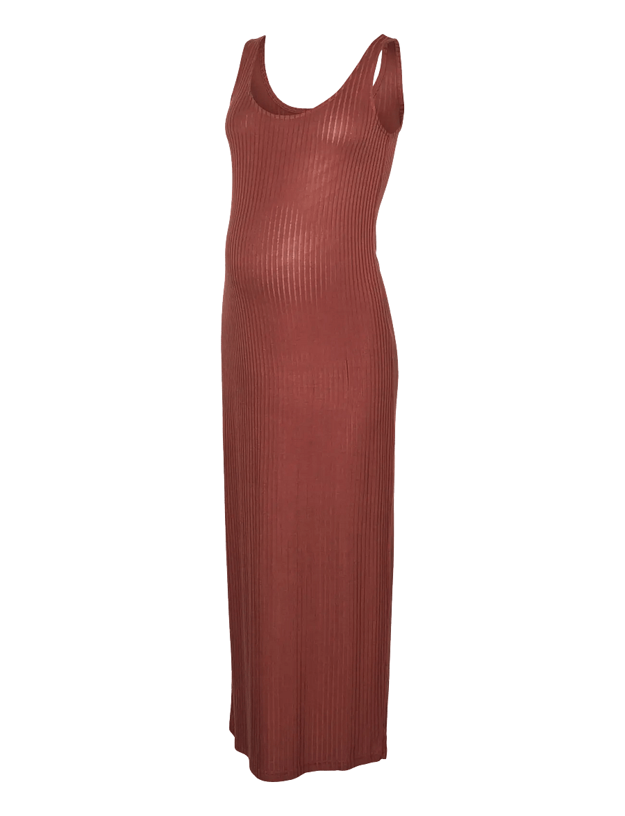 Mamalicious - MLTRINITY SL JRS AL TANK DRESS - stramme kjoler - mahogany - 0