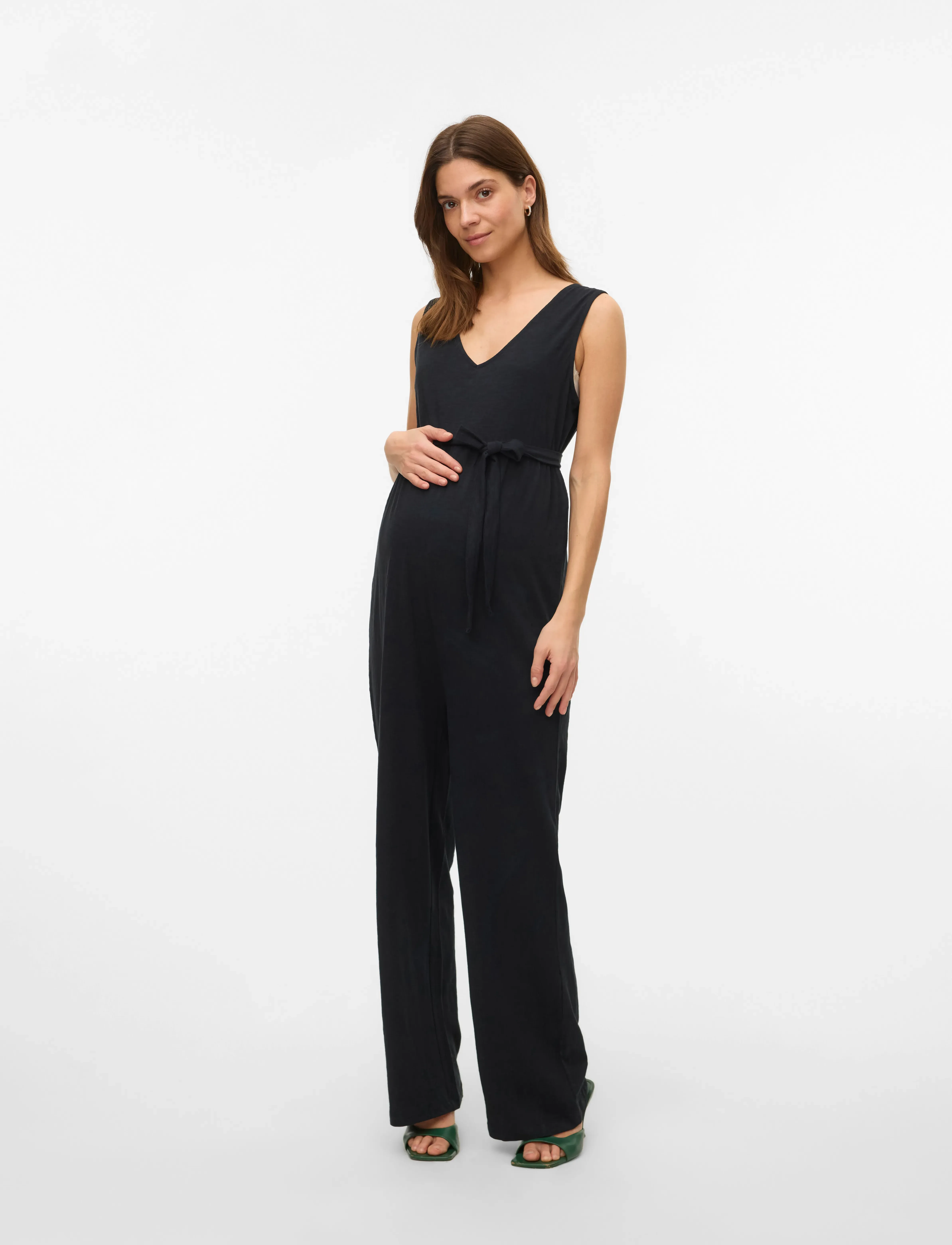 Mamalicious Mlivy Sl Jrs V-Neck Jumpsuit Noos, Kvinder, Graviditets Ærmeløs V-Hals Jumpsuit, Sort, Str: XS