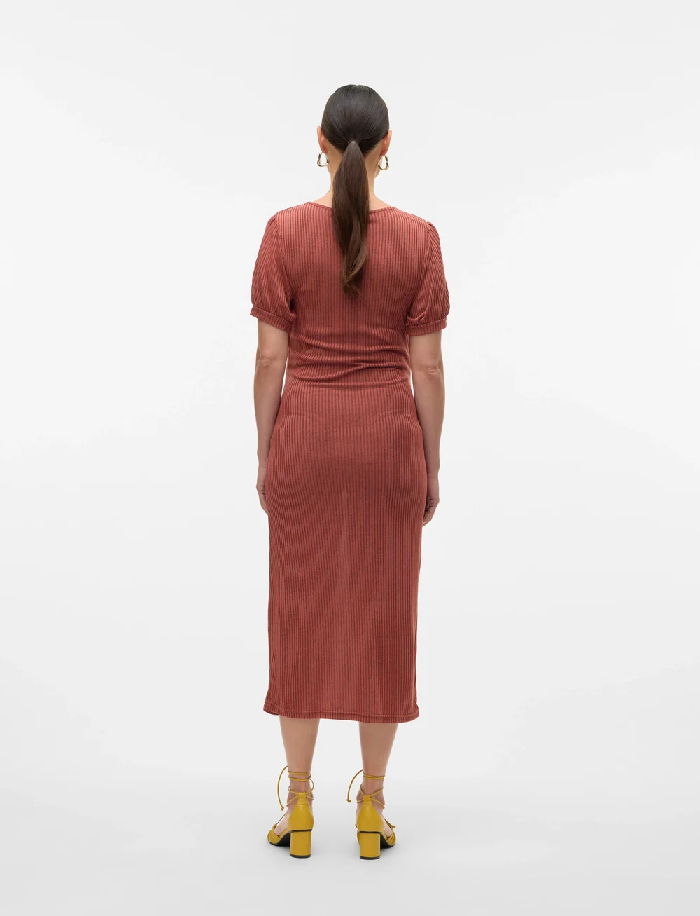 Mamalicious - MLANLI JUNE 24 JRS MIDI DRESS 2F - t-shirtklänningar - canyon clay - 2