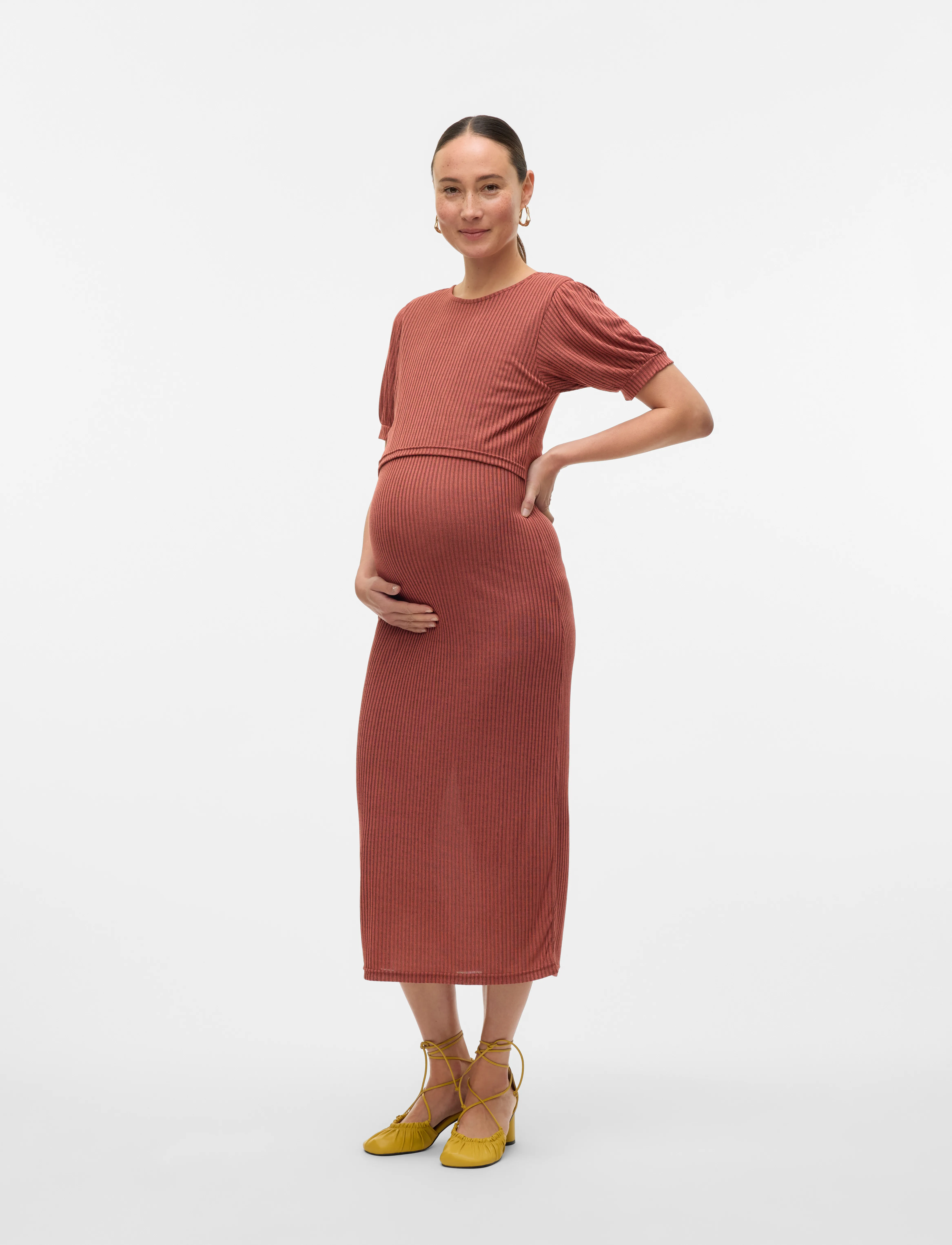 Mamalicious - MLANLI JUNE 24 JRS MIDI DRESS 2F - canyon clay - 5