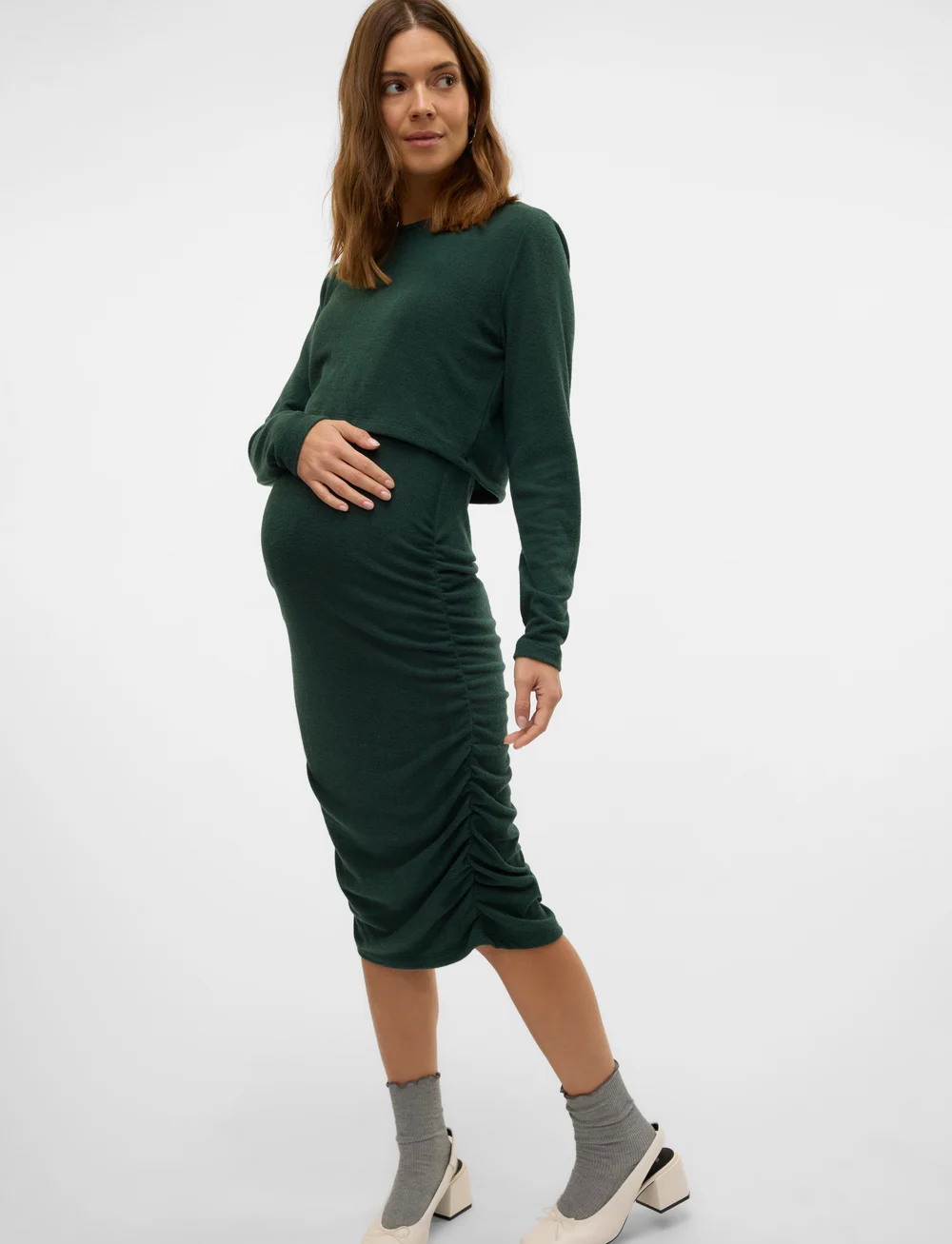 Mamalicious - MLMAJA JUNE LS JRS MIDI DRESS - midikleider - greener pastures - 0