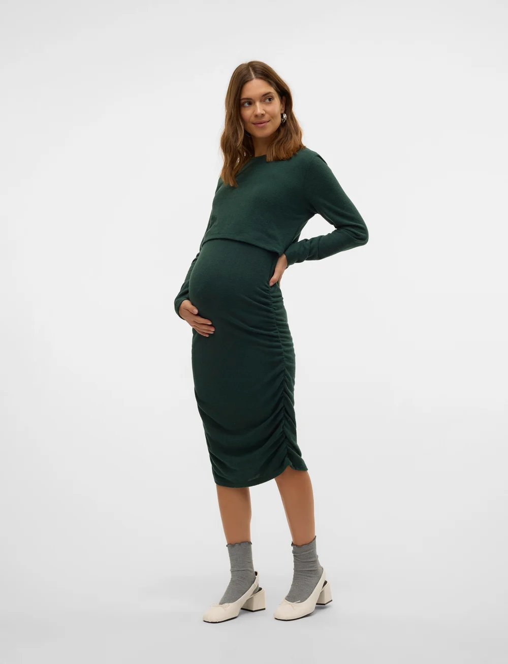 Mamalicious - MLMAJA JUNE LS JRS MIDI DRESS - midikleider - greener pastures - 3