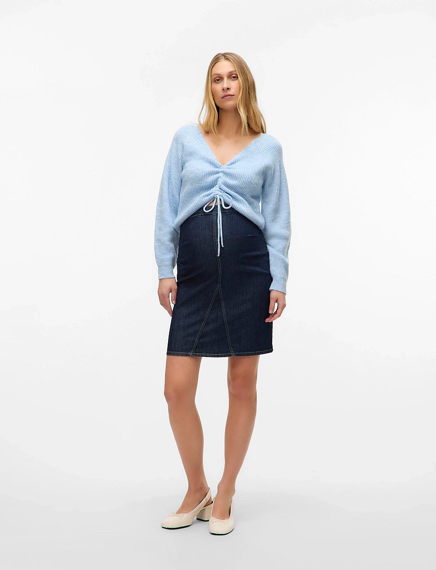 Mamalicious - MLATLANTA ABK SKIRT - hosen - dark blue denim - 4