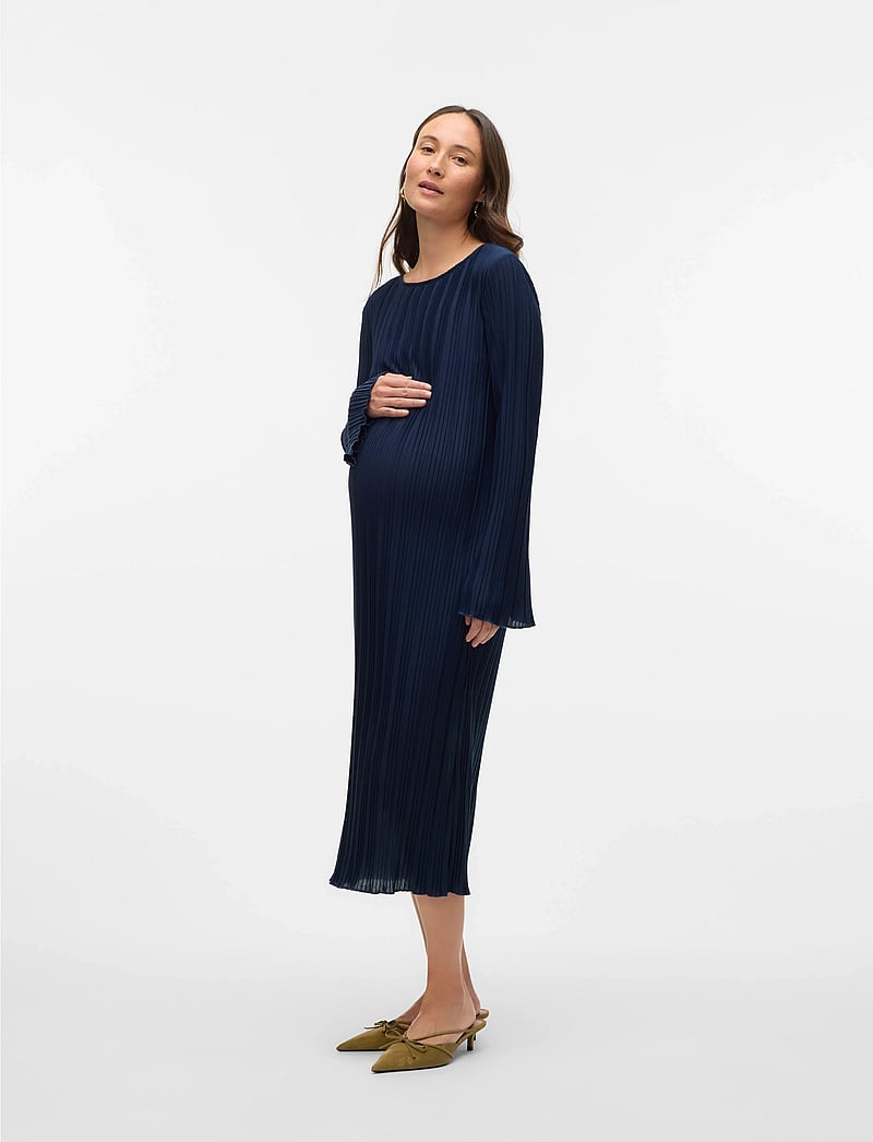 Mamalicious - MLCALVIA LS PLISSE MIDI DRESS - navy blazer - 4