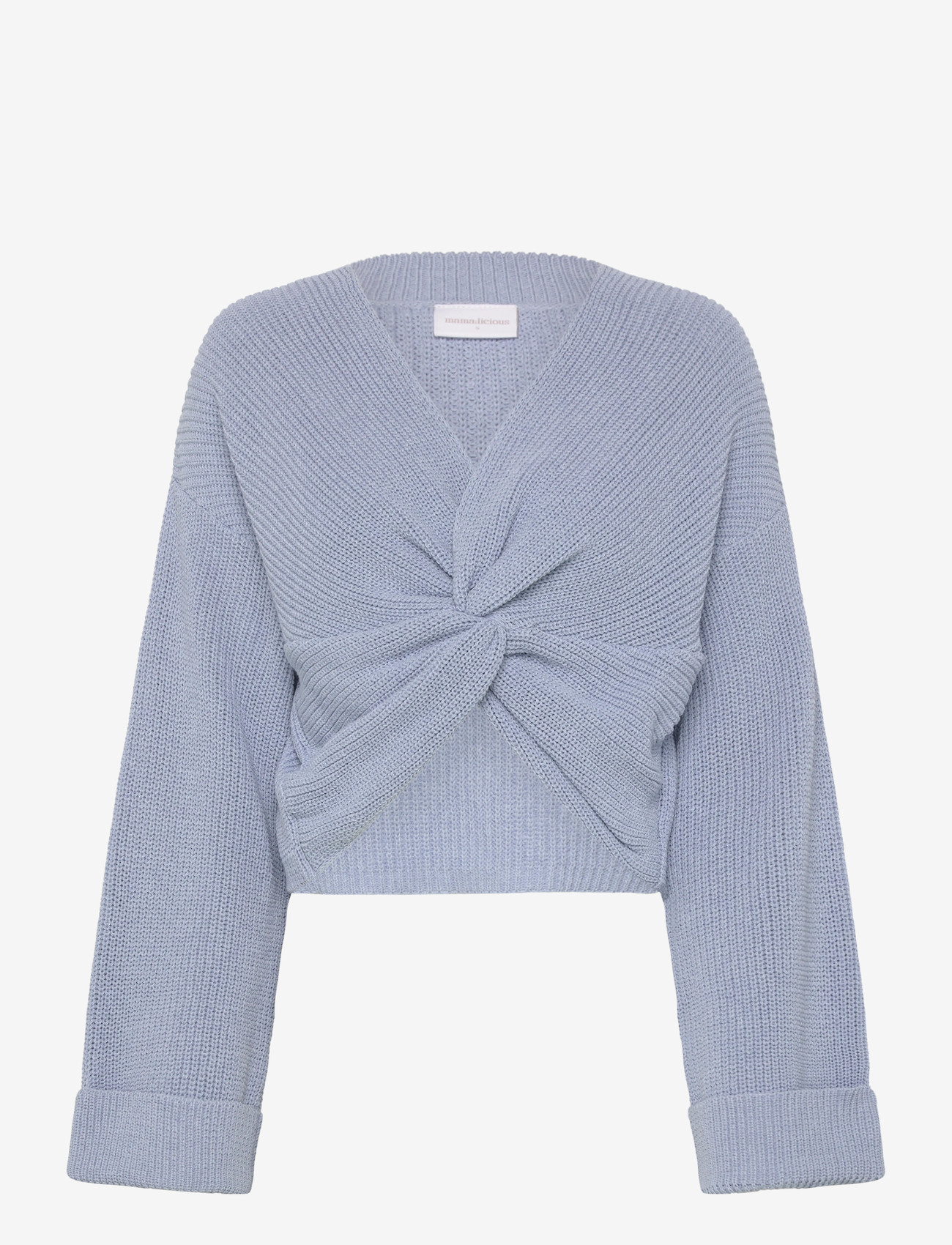 Mamalicious - MLSVALA COT L/S CROP KNIT TOP - oberteile - brunnera blue - 0