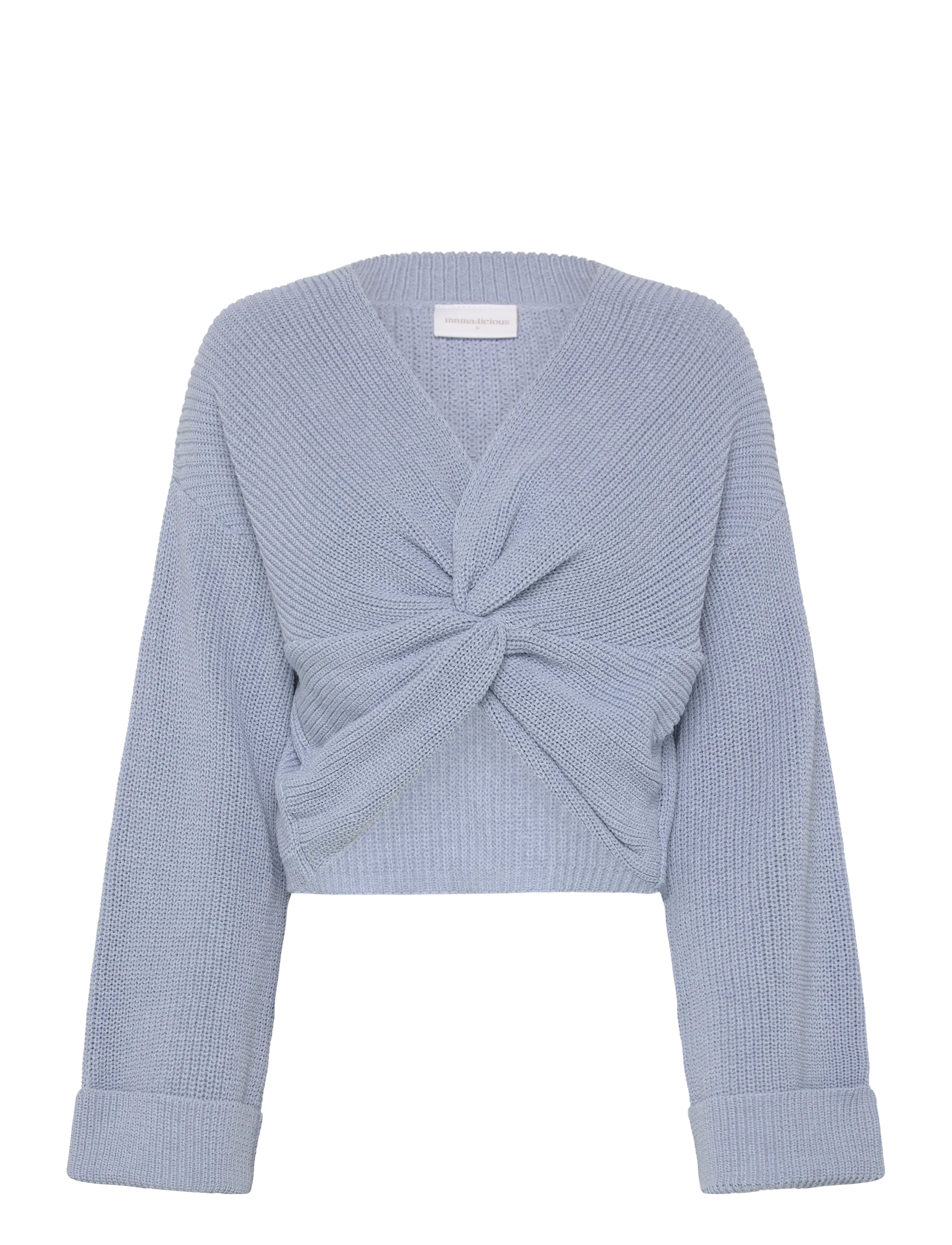 MLSVALA COT L/S CROP KNIT TOP - BRUNNERA BLUE