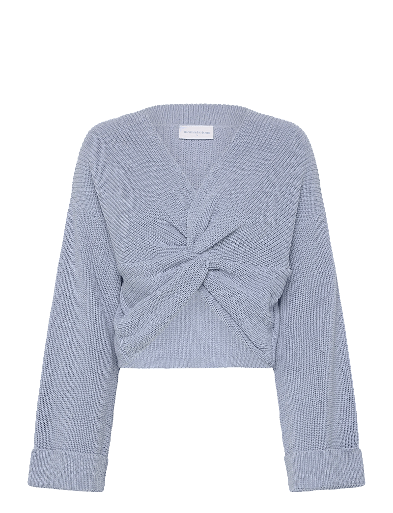 Mamalicious - MLSVALA COT L/S CROP KNIT TOP - oberteile - brunnera blue - 0