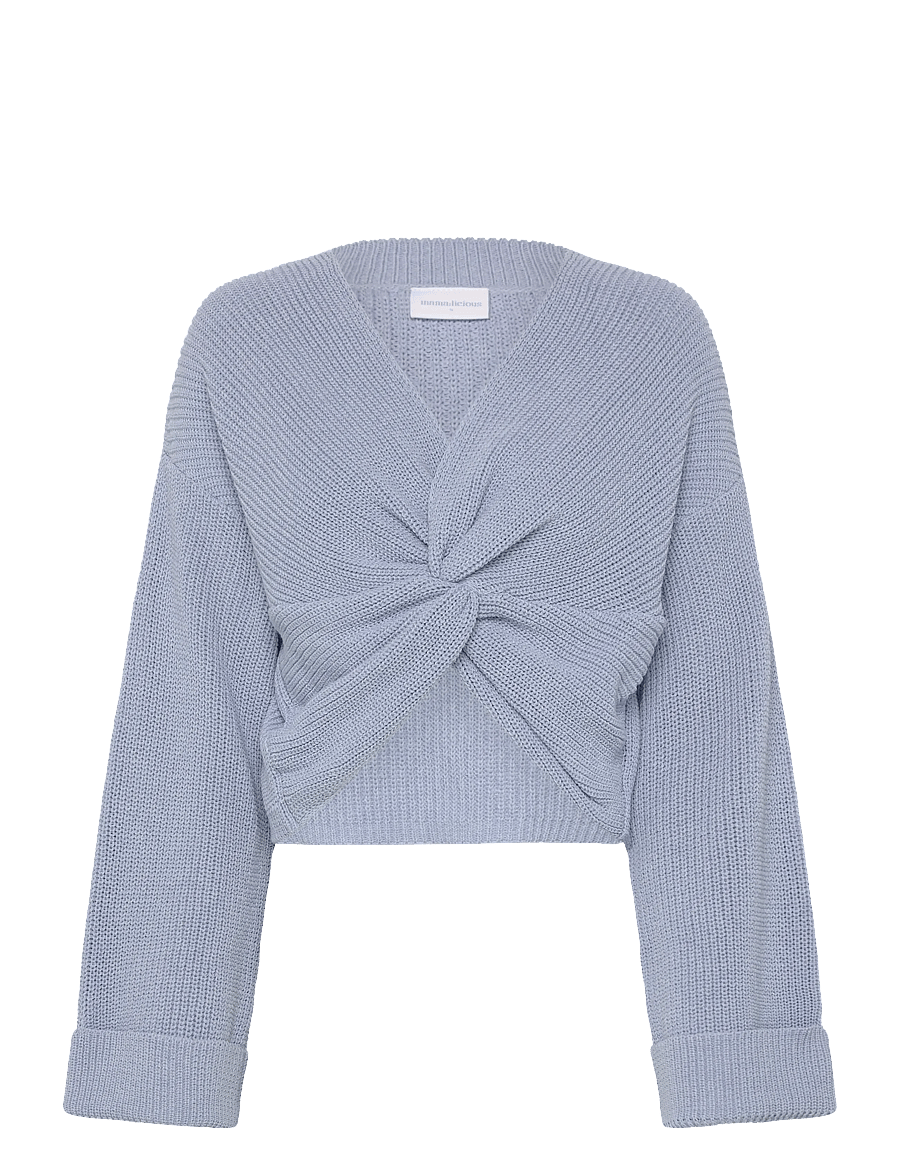 Mamalicious - MLSVALA COT L/S CROP KNIT TOP - Överdelar - brunnera blue - 1