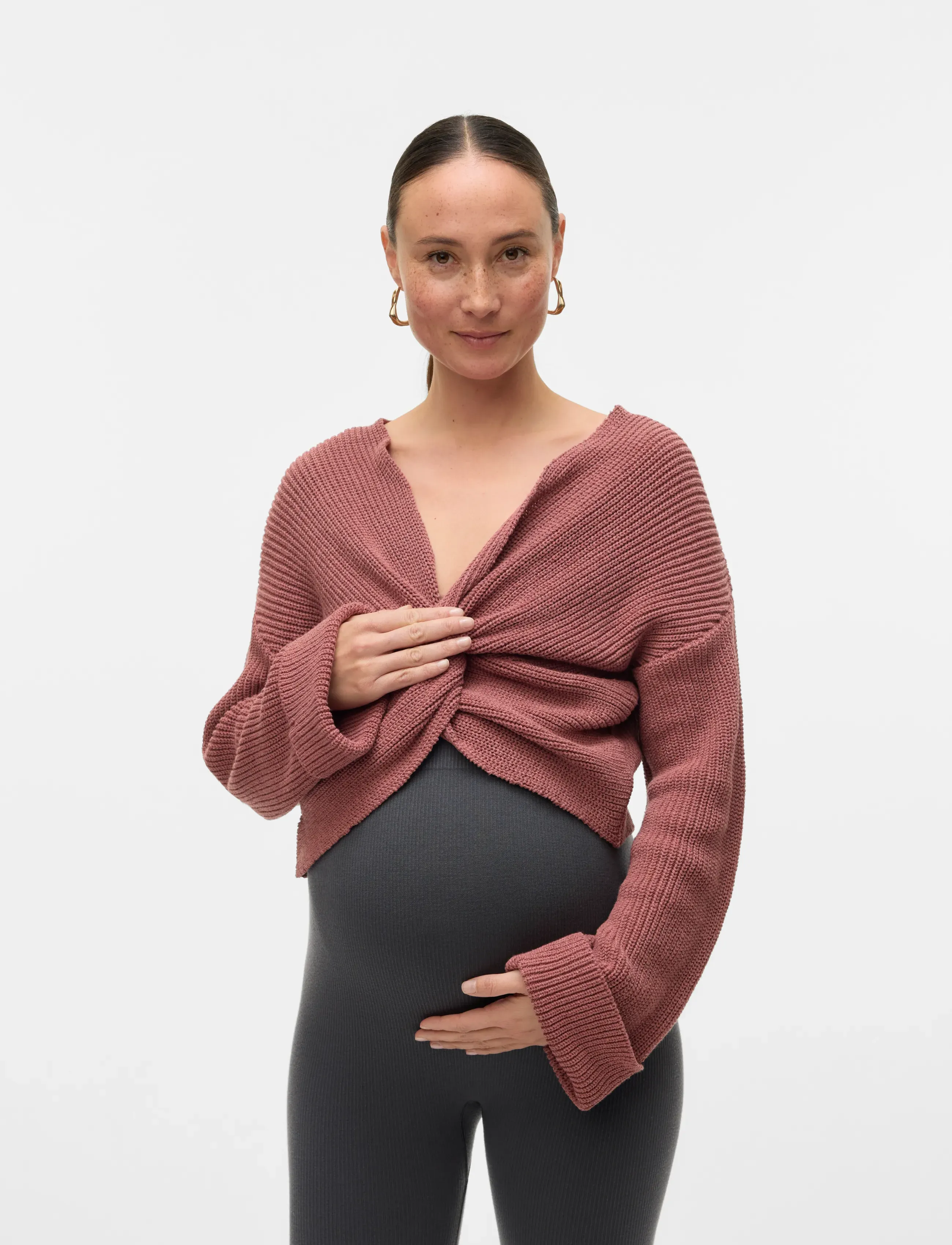 Mamalicious - MLSVALA COT L/S CROP KNIT TOP - oberteile - nostalgia rose - 5