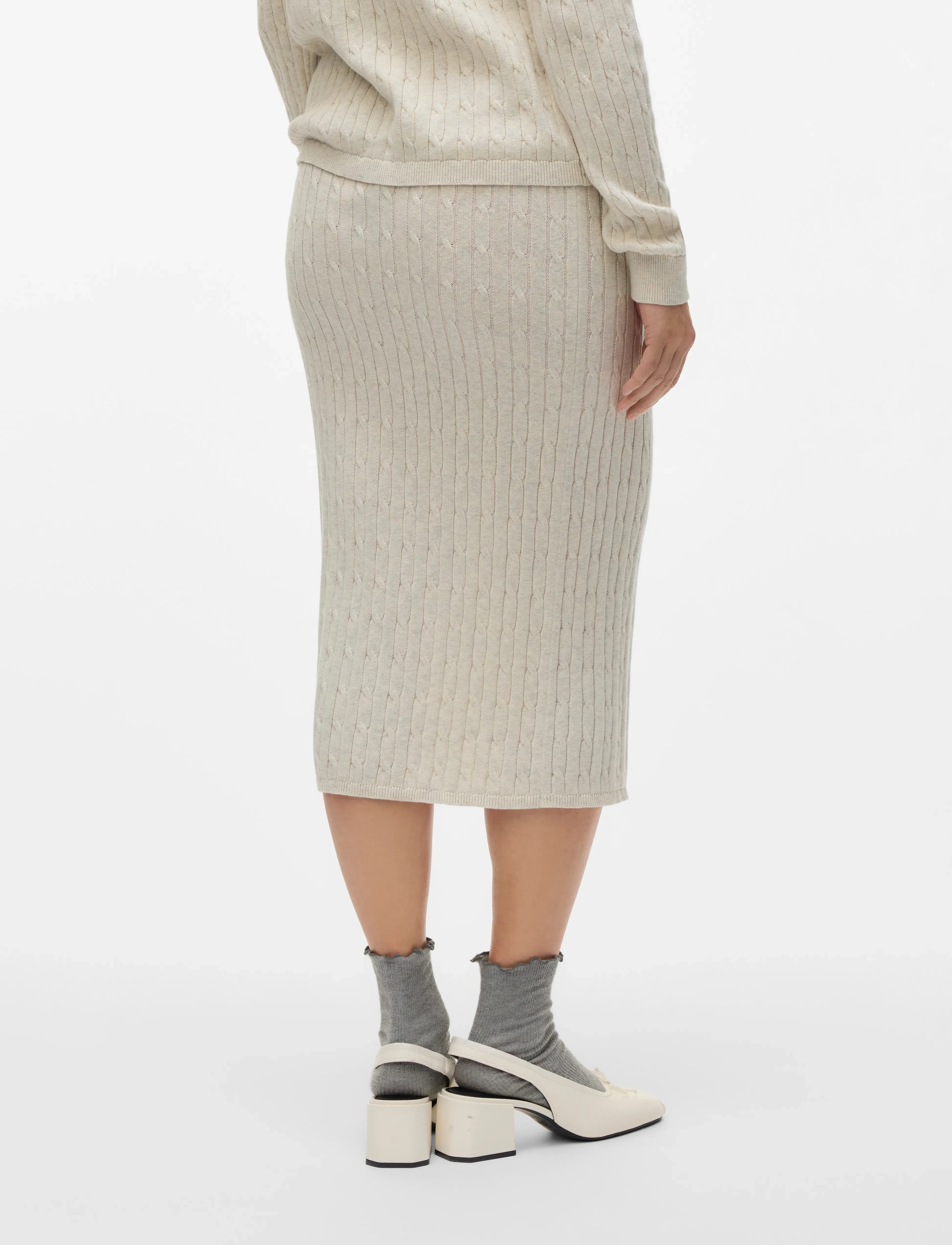 Mamalicious - MLRAYA KNIT MIDI SKIRT HW - hosen - birch - 4